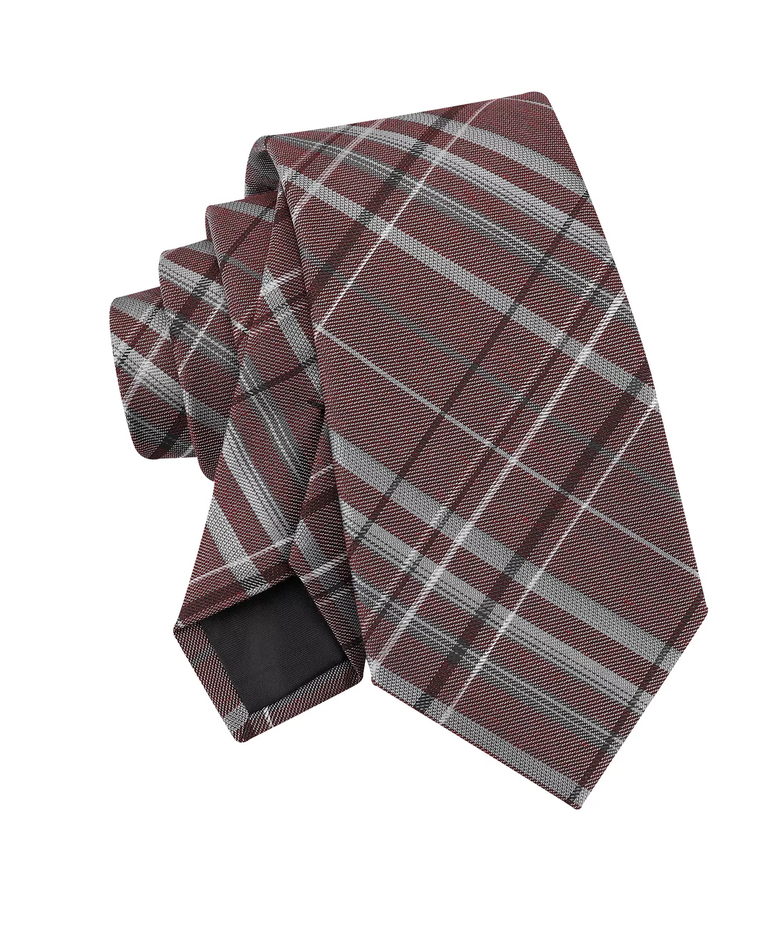Men's Theodore Plaid Pattern Tie - Dark Red - One Plus