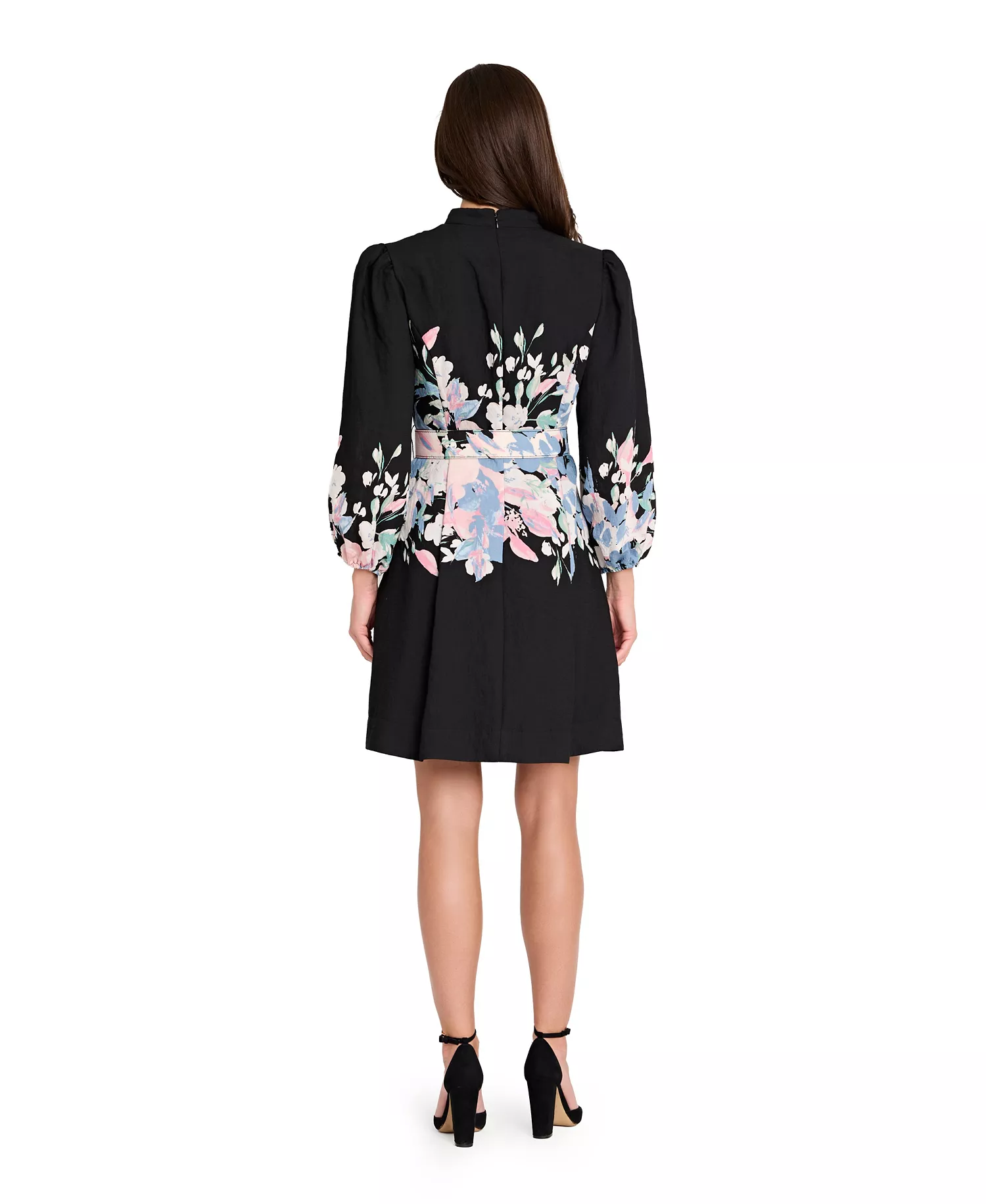 Women's Collared Knee Length Dress - Black Multi - 0P