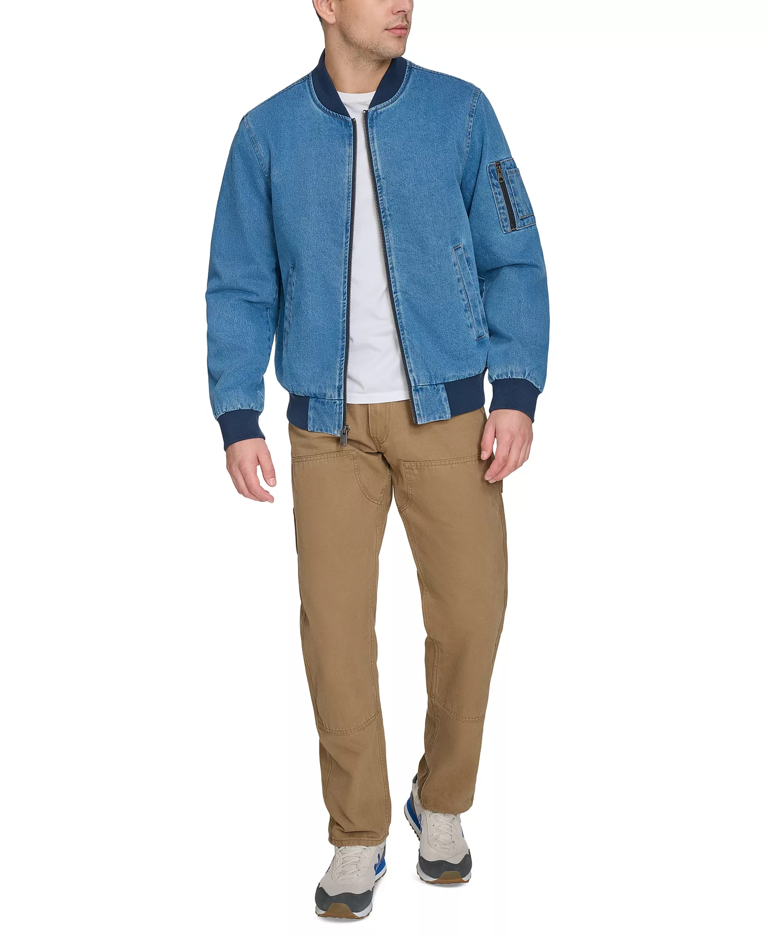Men's Flight Full-Zip Denim Bomber Jacket  - Denim - 2XL