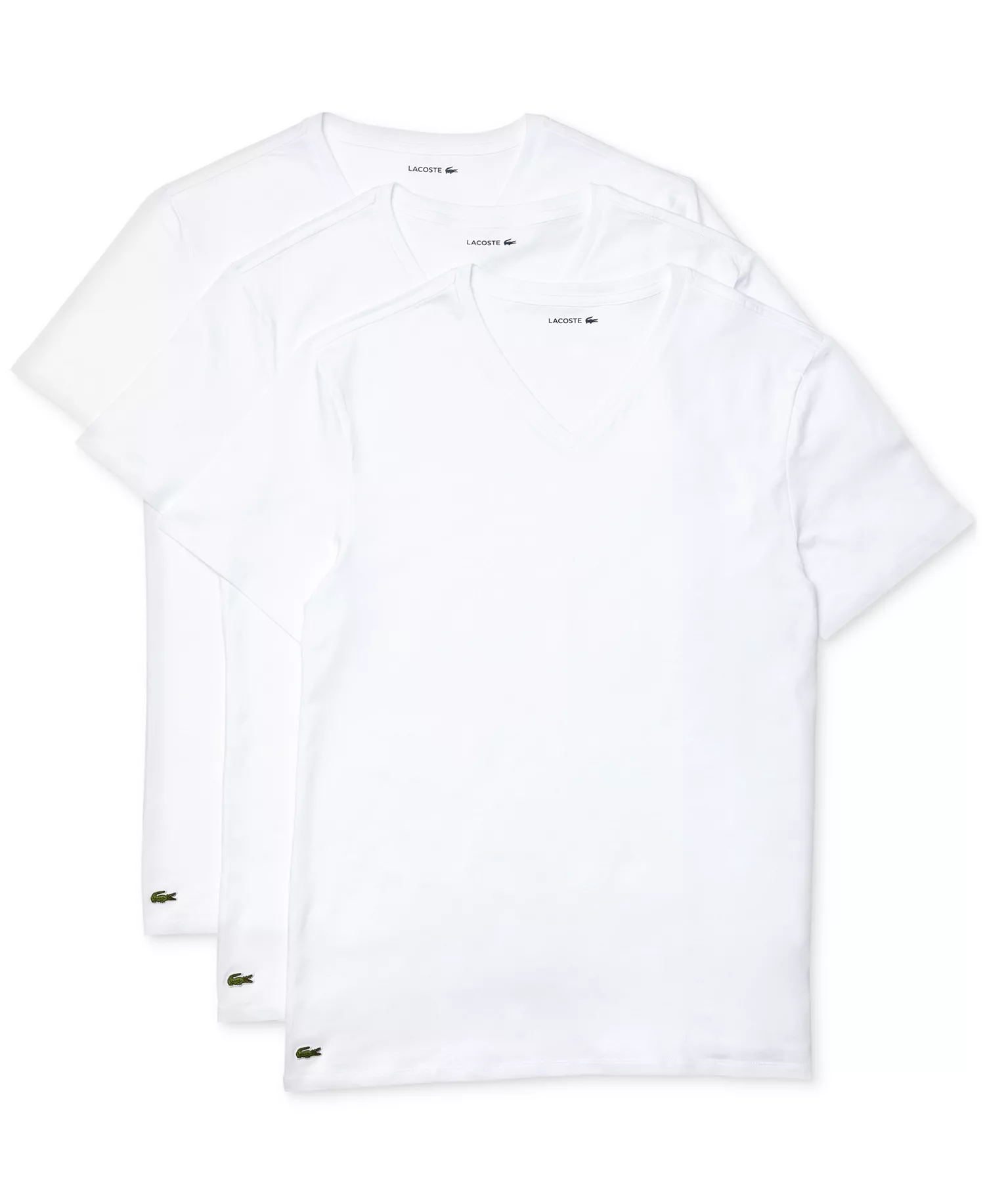 Men's 3-Pack Regular Fit V-Neck Undershirts - WHITE - L