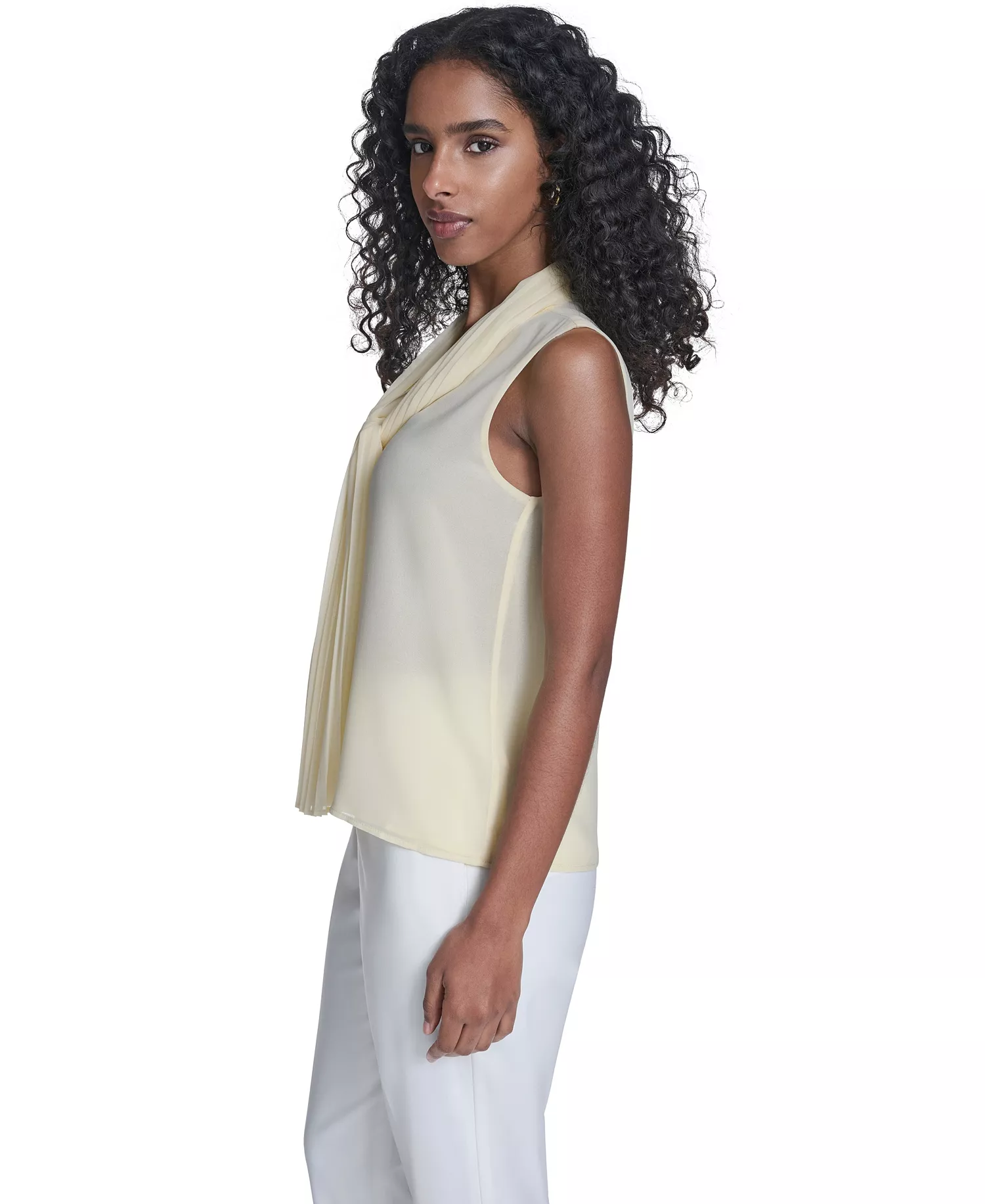 Petite Sleeveless V-Neck Top - Double Cream - P/L
