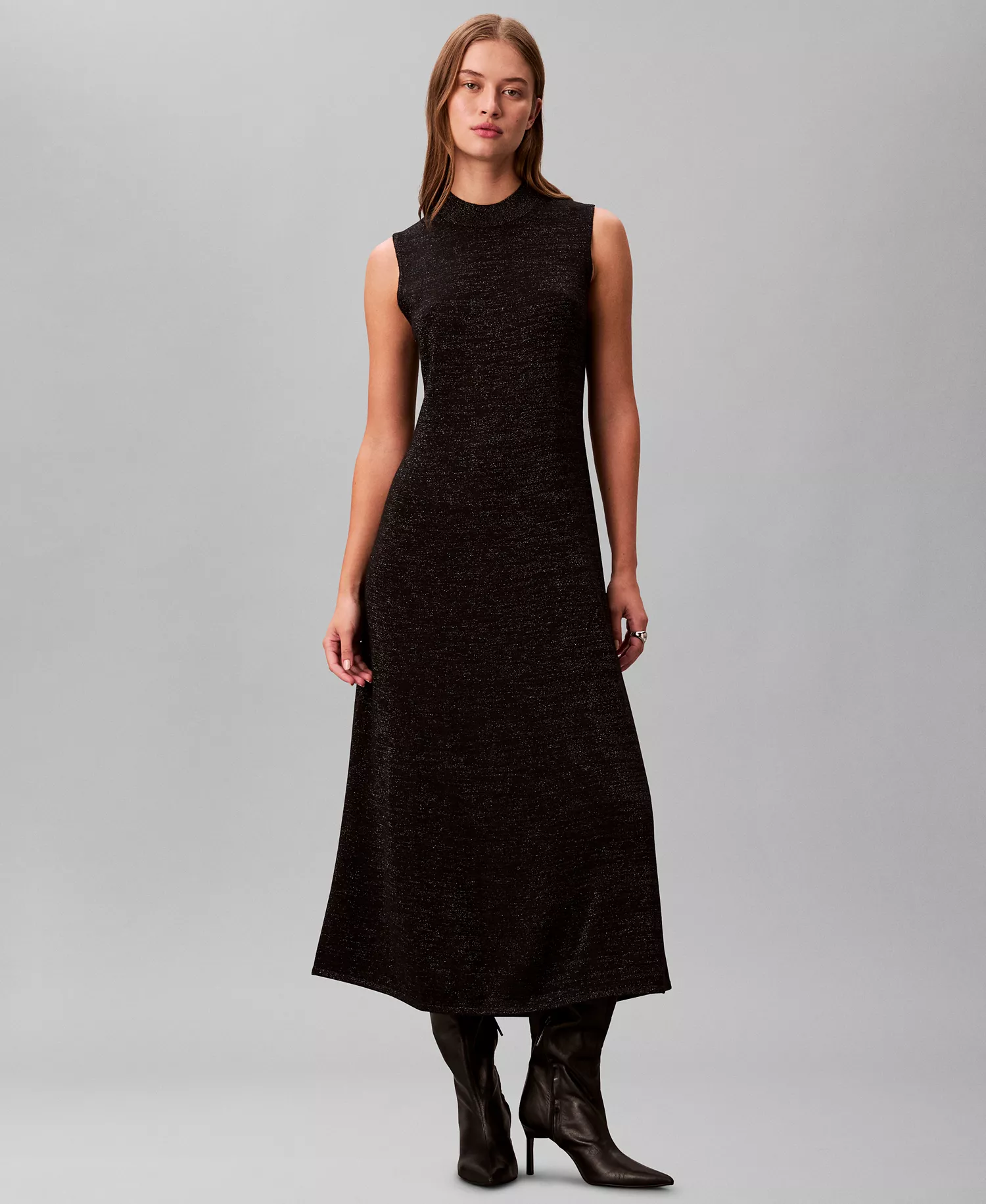 Women's Sleeveless Midi Dress - Black - L