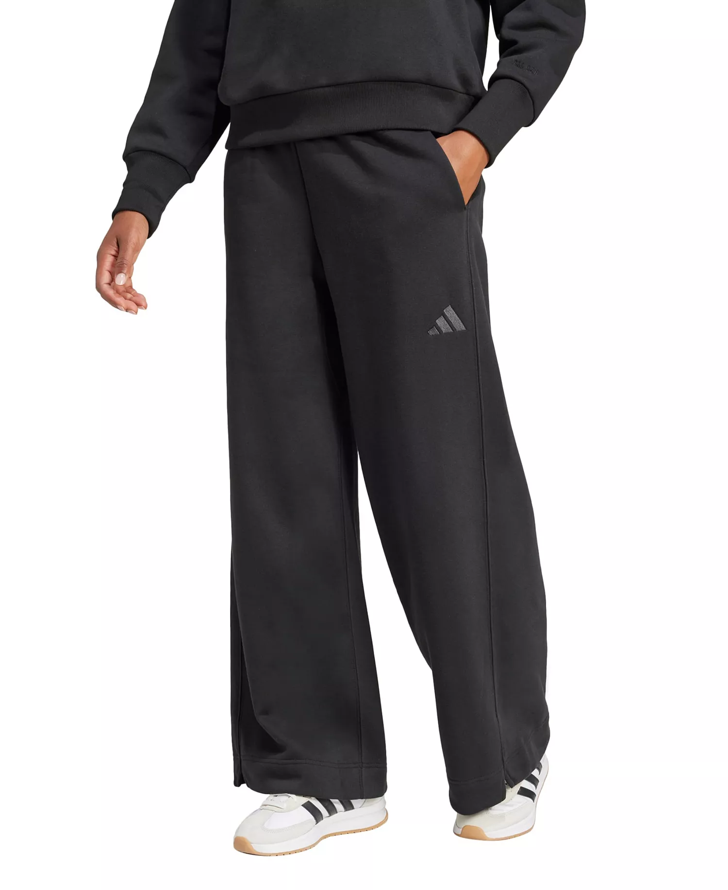 Women's All SZN Fleece Loose Wide-Leg Pants - Black - 2XL