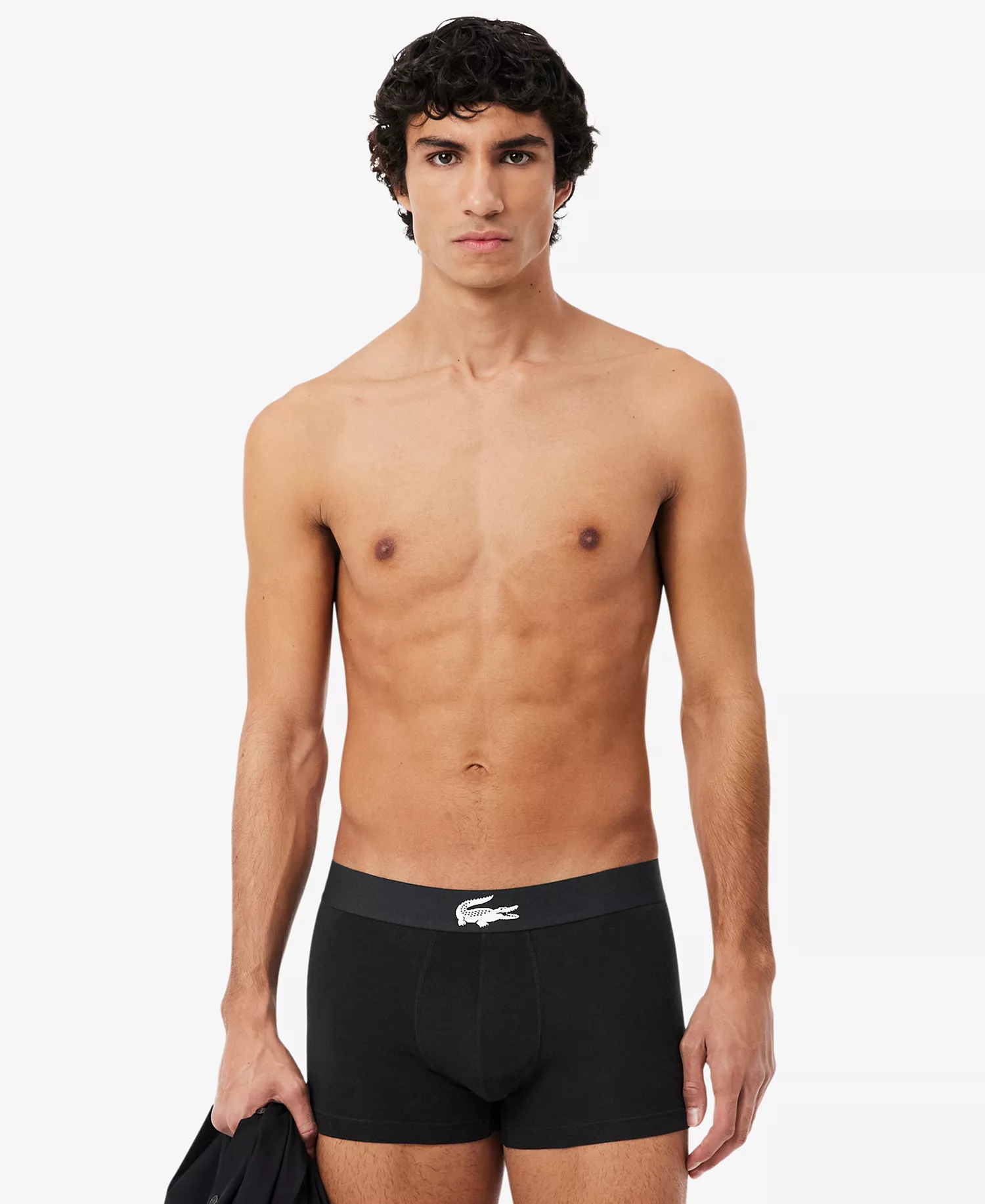 Men's Elastic Waistband Trunks, 3-Pack - Black - L