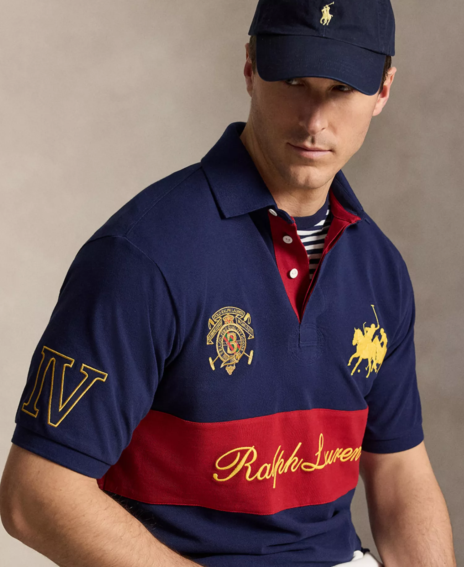 Men's Big & Tall Dual Player Mesh Polo Shirt - Newport Navy/Sweet Tomato - 2LT