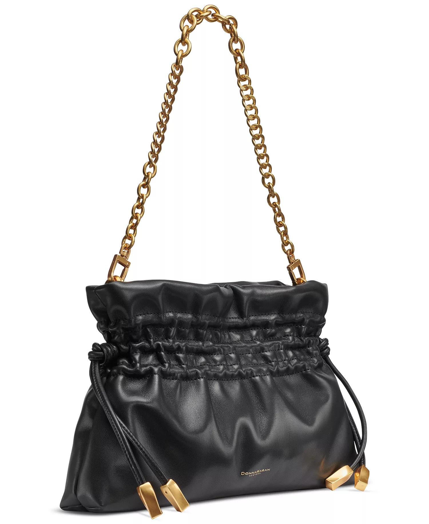 Southold Leather Clutch with Chain Strap - Black/gold - NO SIZE
