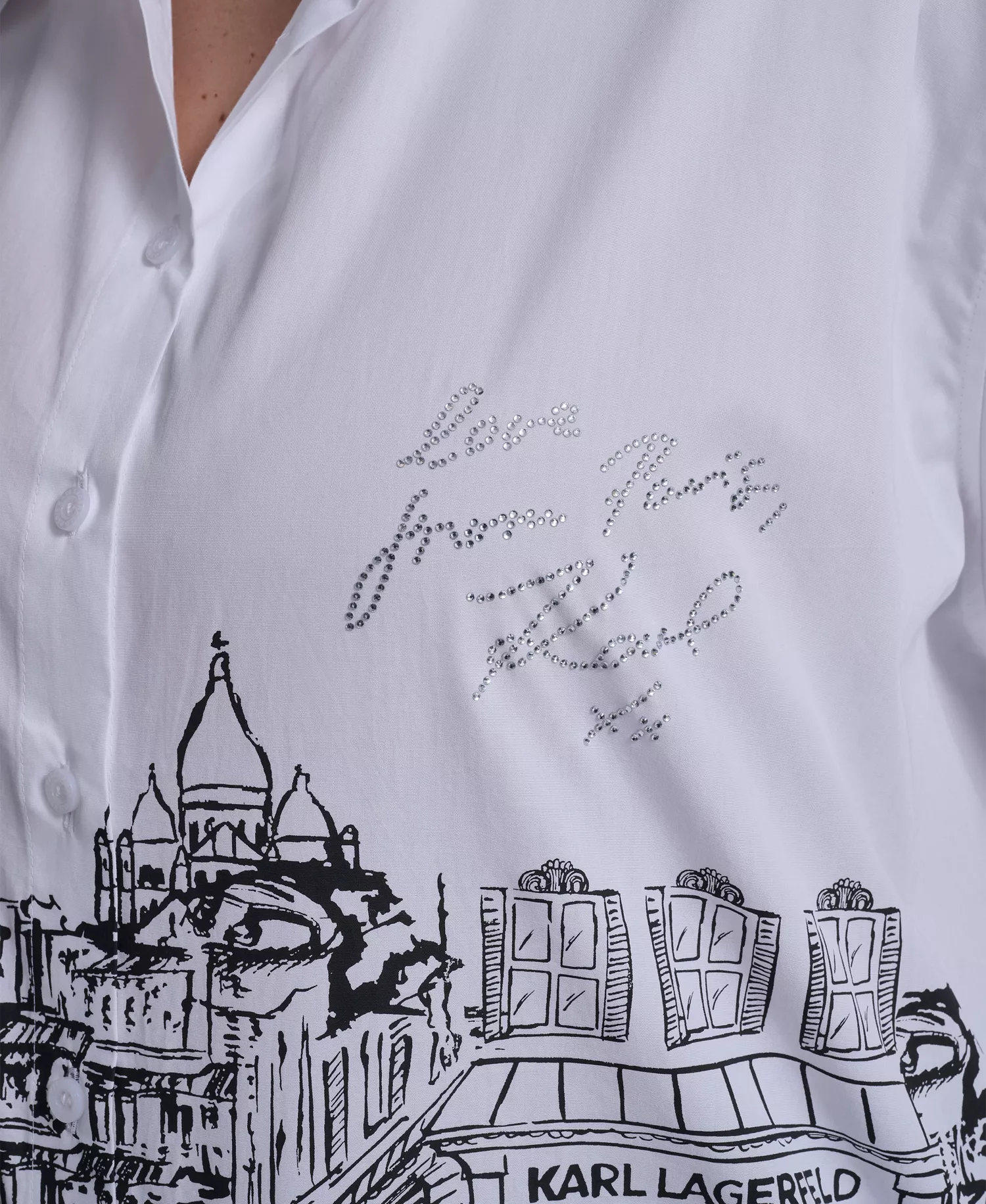 Plus Size Paris Scene Poplin Short-Sleeve Top - White - 0X