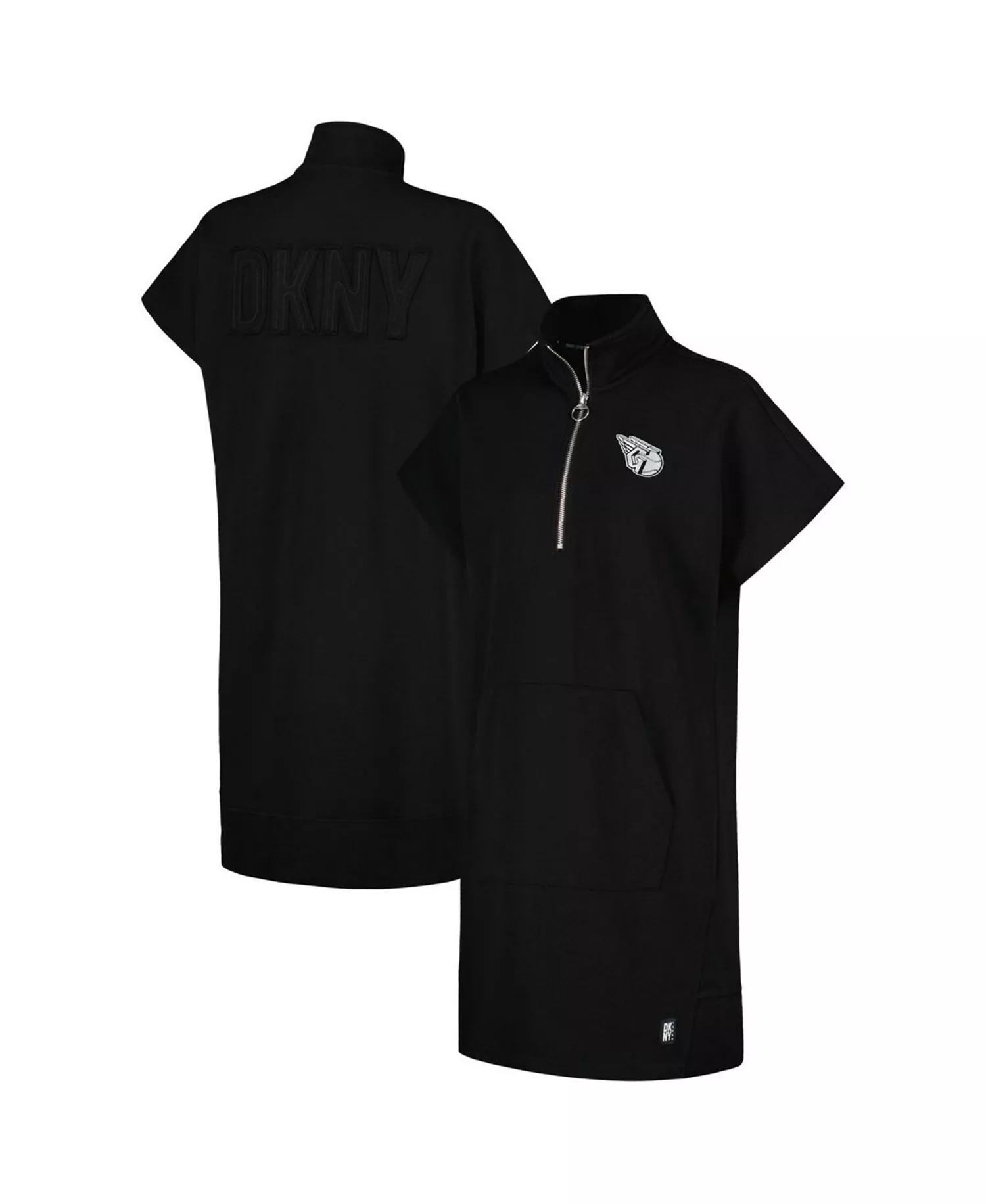 Women's Black Cleveland Guardians Emily Quarter-Zip Sneaker Dress - Black - L