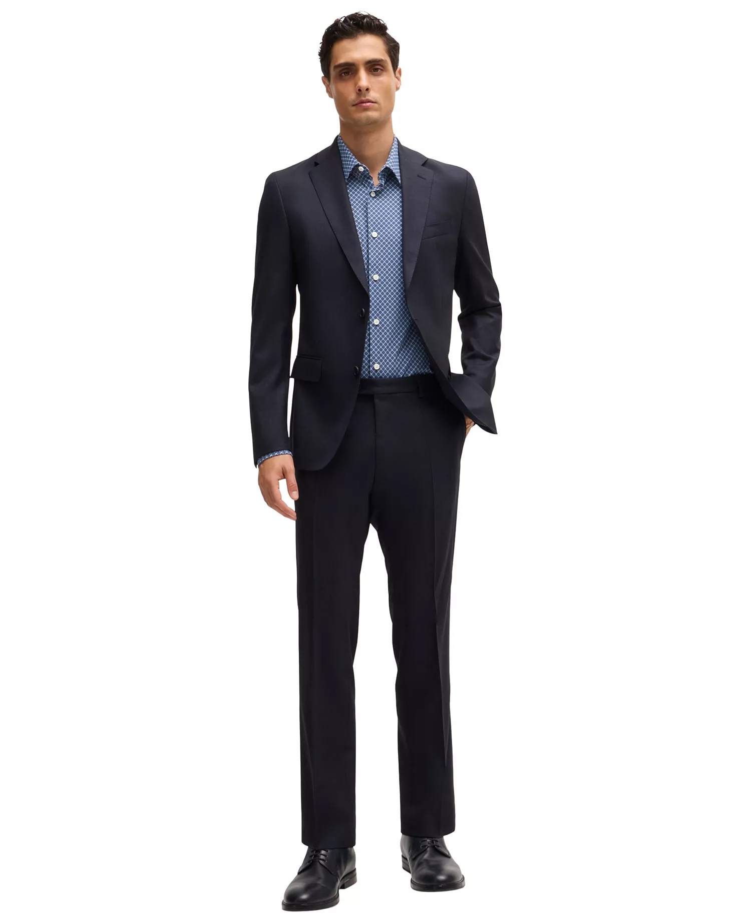 Men's Slim-Fit Printed Performance Dress Shirt - Open Blue - 2XL