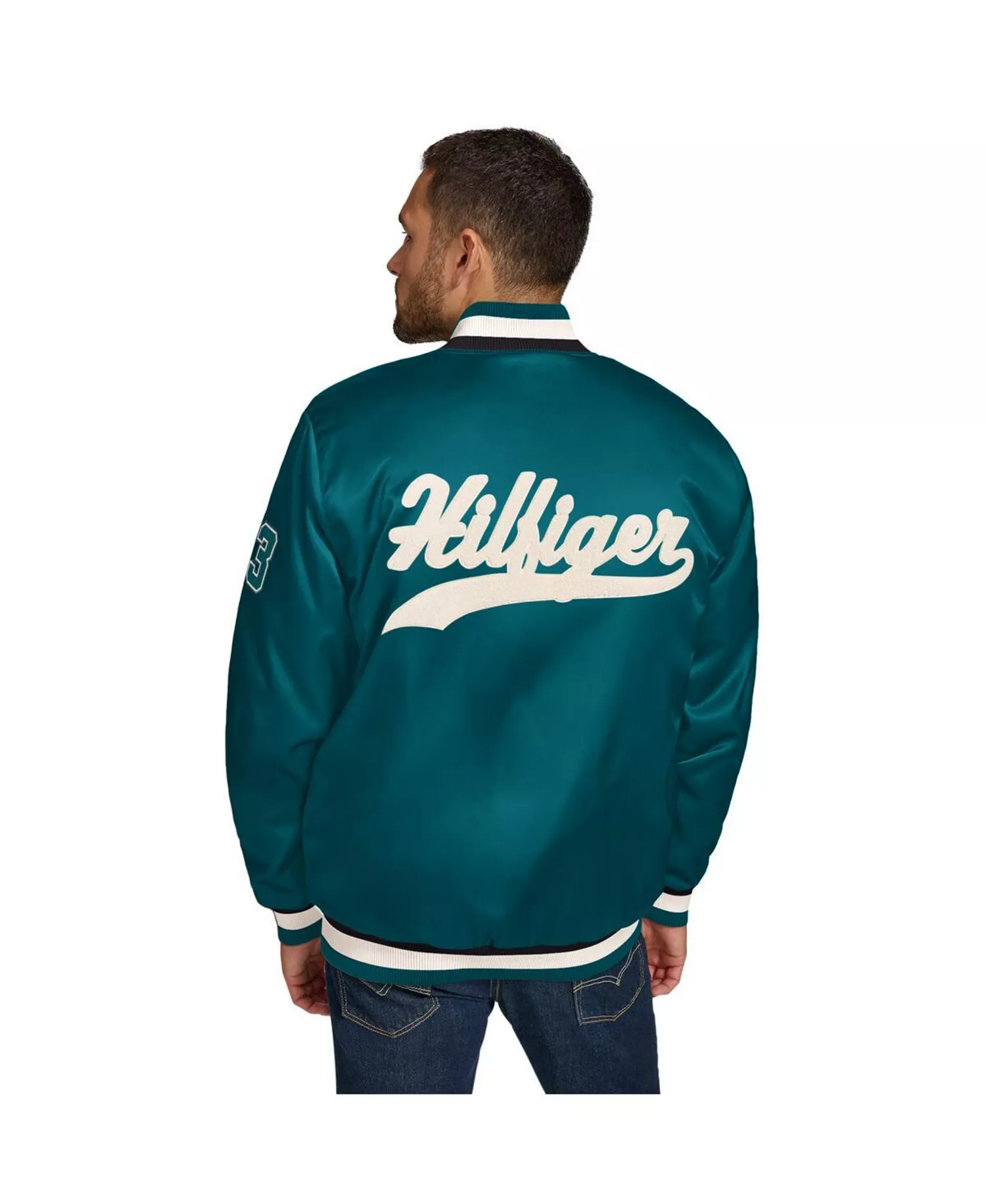 Men's Midnight Green Philadelphia Eagles Dante Full-Snap Satin Jacket - Green, Black - L