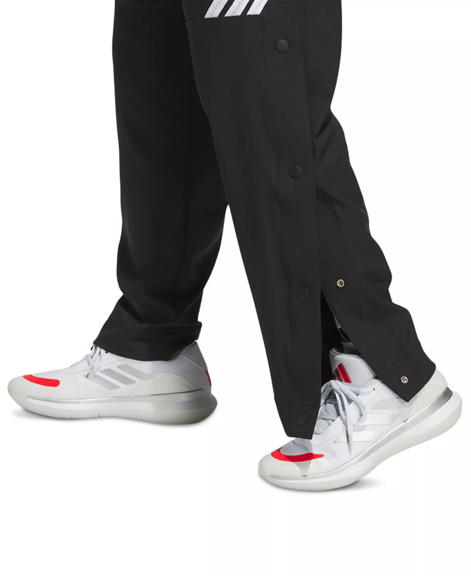 Men's Three-Stripe Woven Snap Pants - Black - L