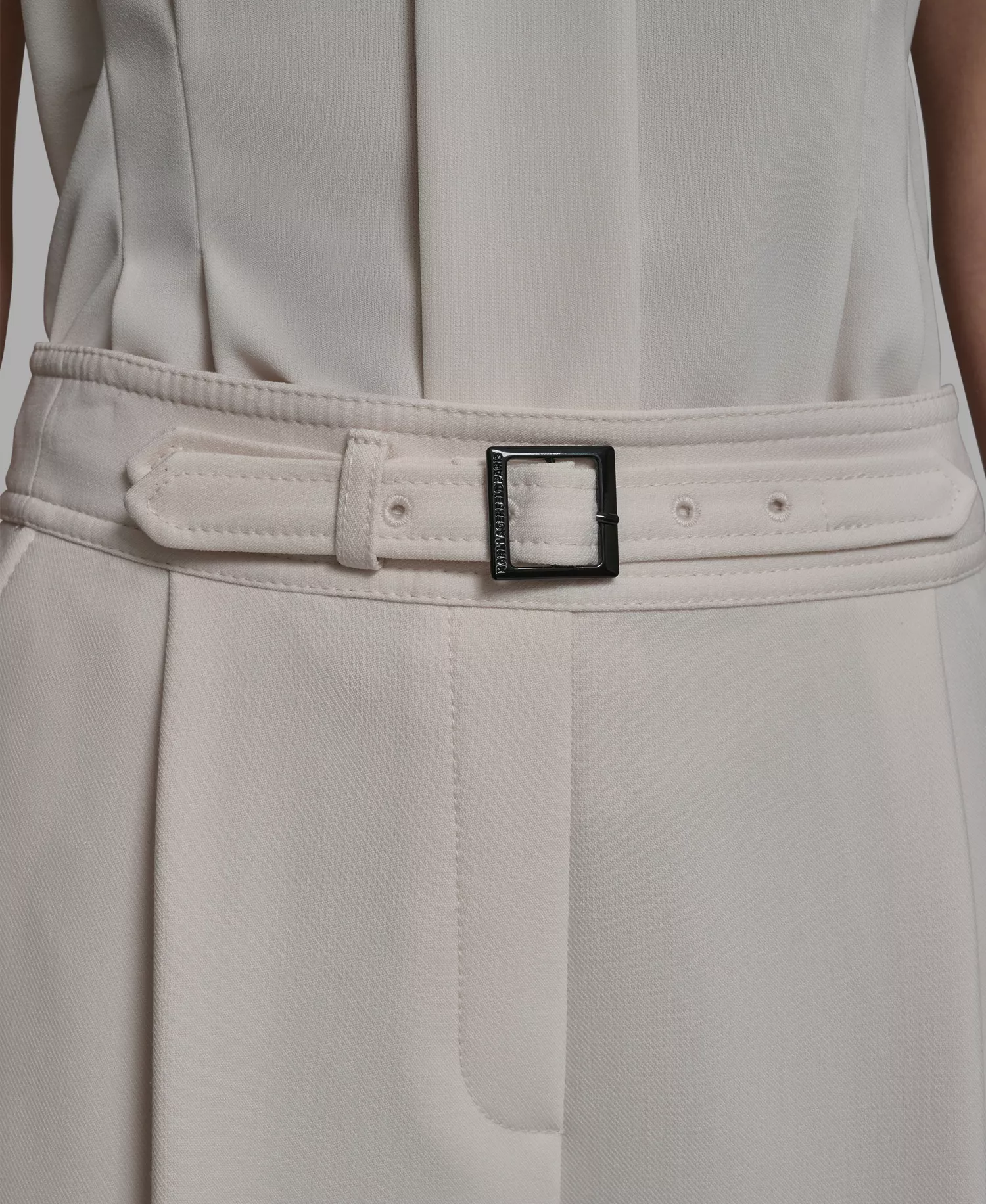 Women's Mid-Rise Elastic-Back Belted Wide-Leg Pants - Bisque - 0