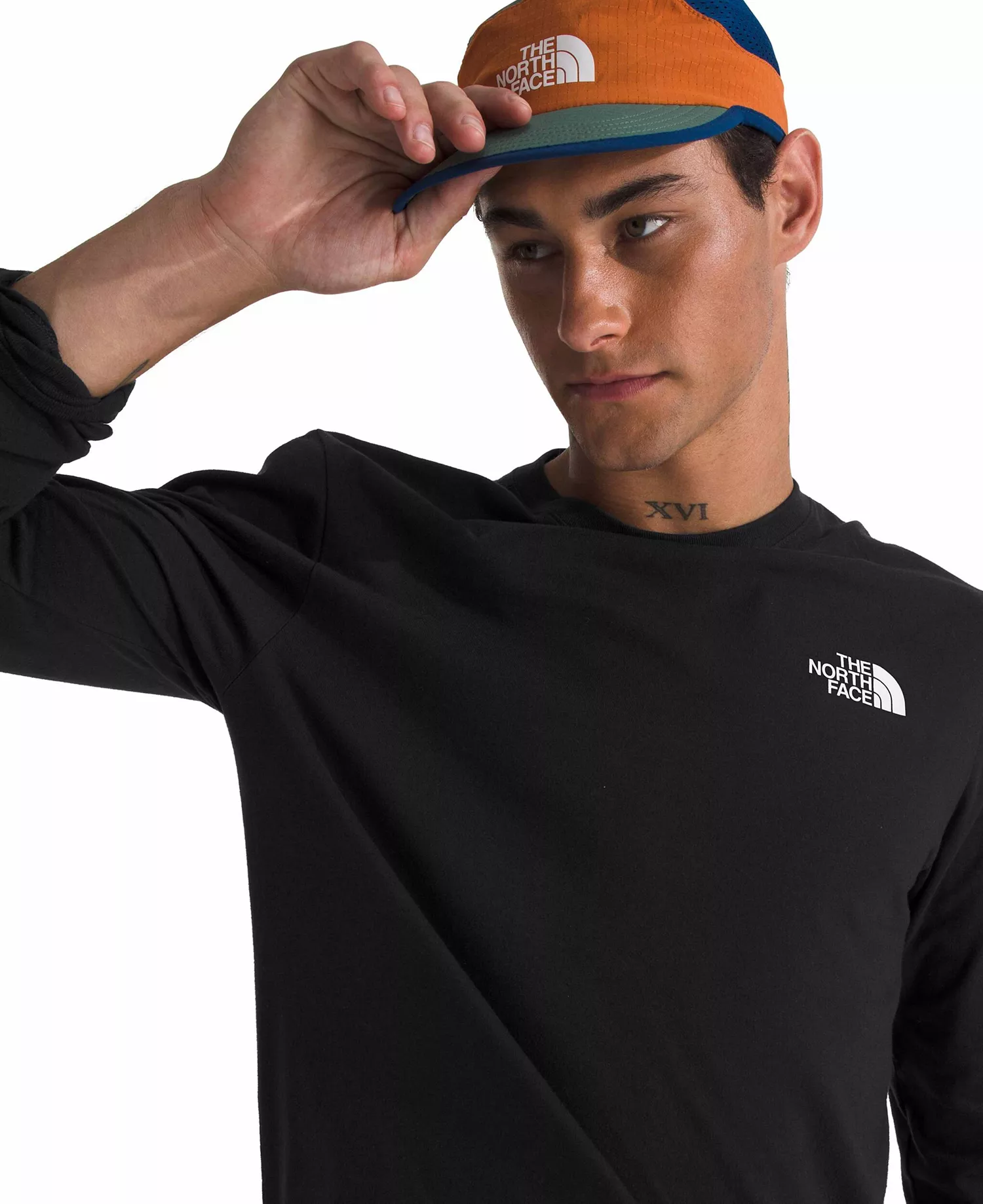Men's Long Sleeve Box Never Stop Exploring T-shirt - Black, White - 3XL