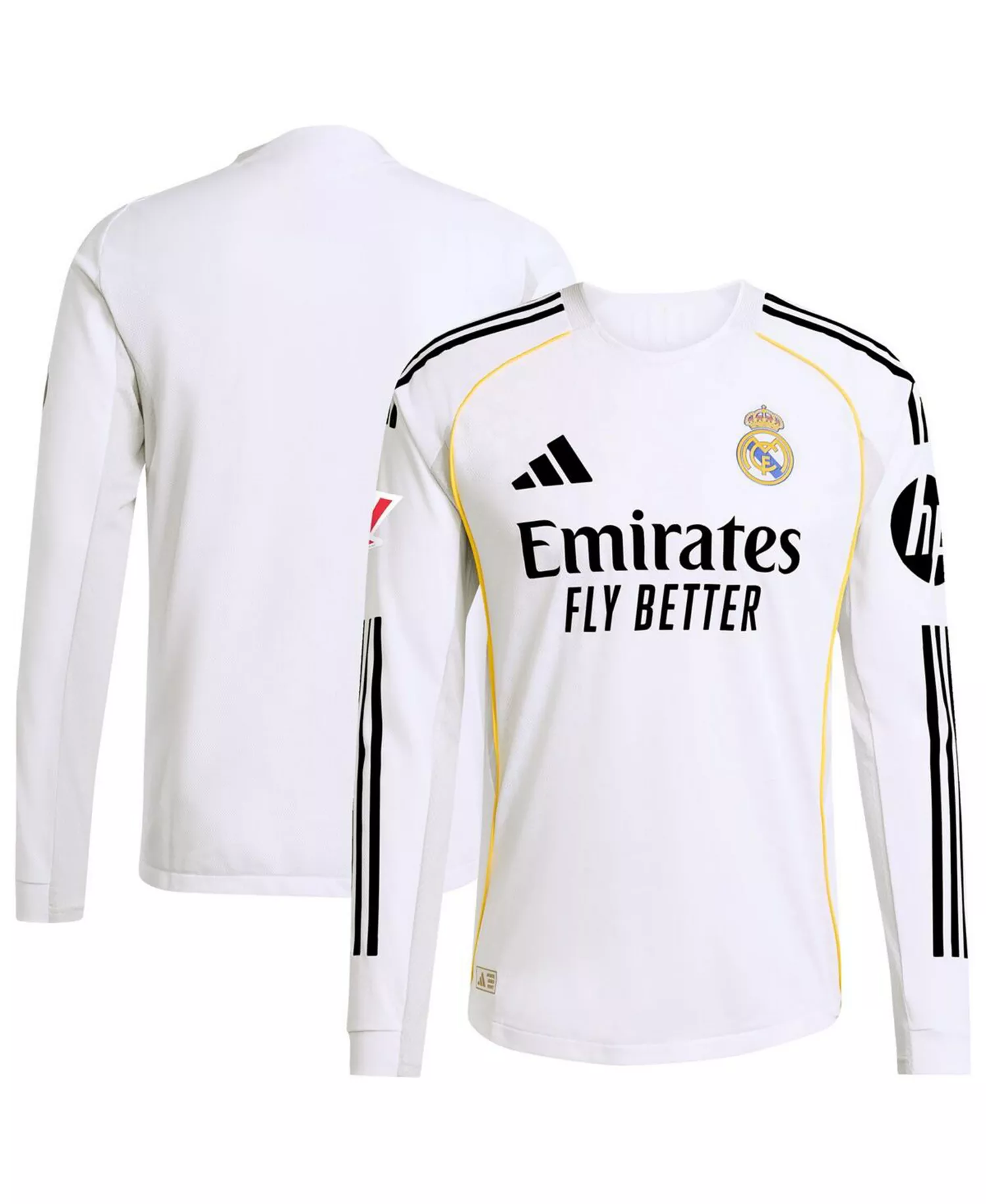 Men's White Real Madrid 2025/26 Home Authentic Long Sleeve Jersey - White - L