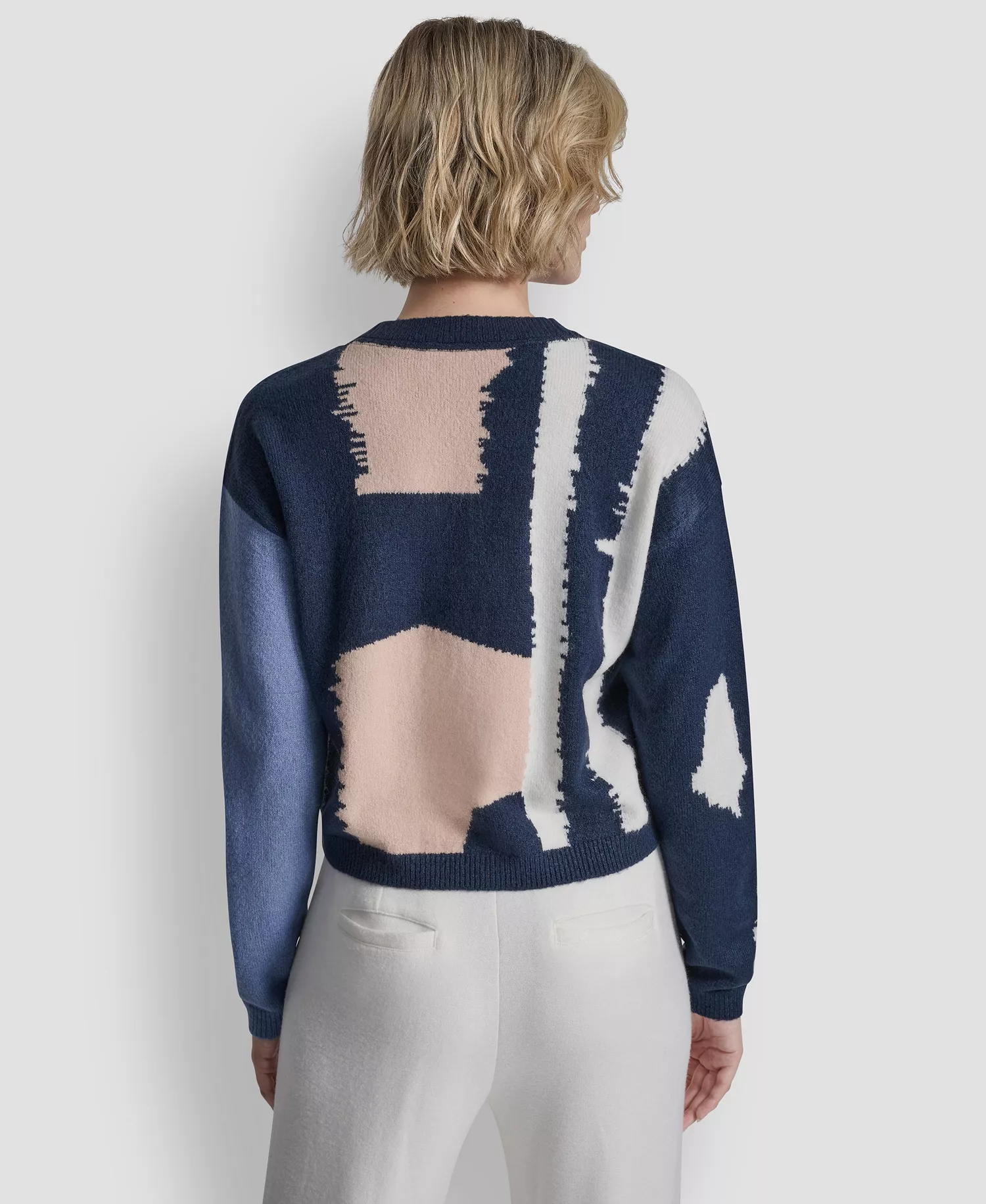 Women's Long-Sleeve Color-Block Cropped Cardigan - Hudson Lights - L