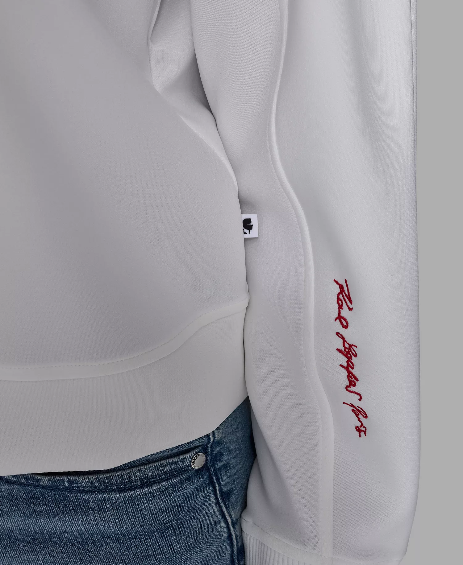 Women's Crewneck Crystal Neck Top - Soft White - L