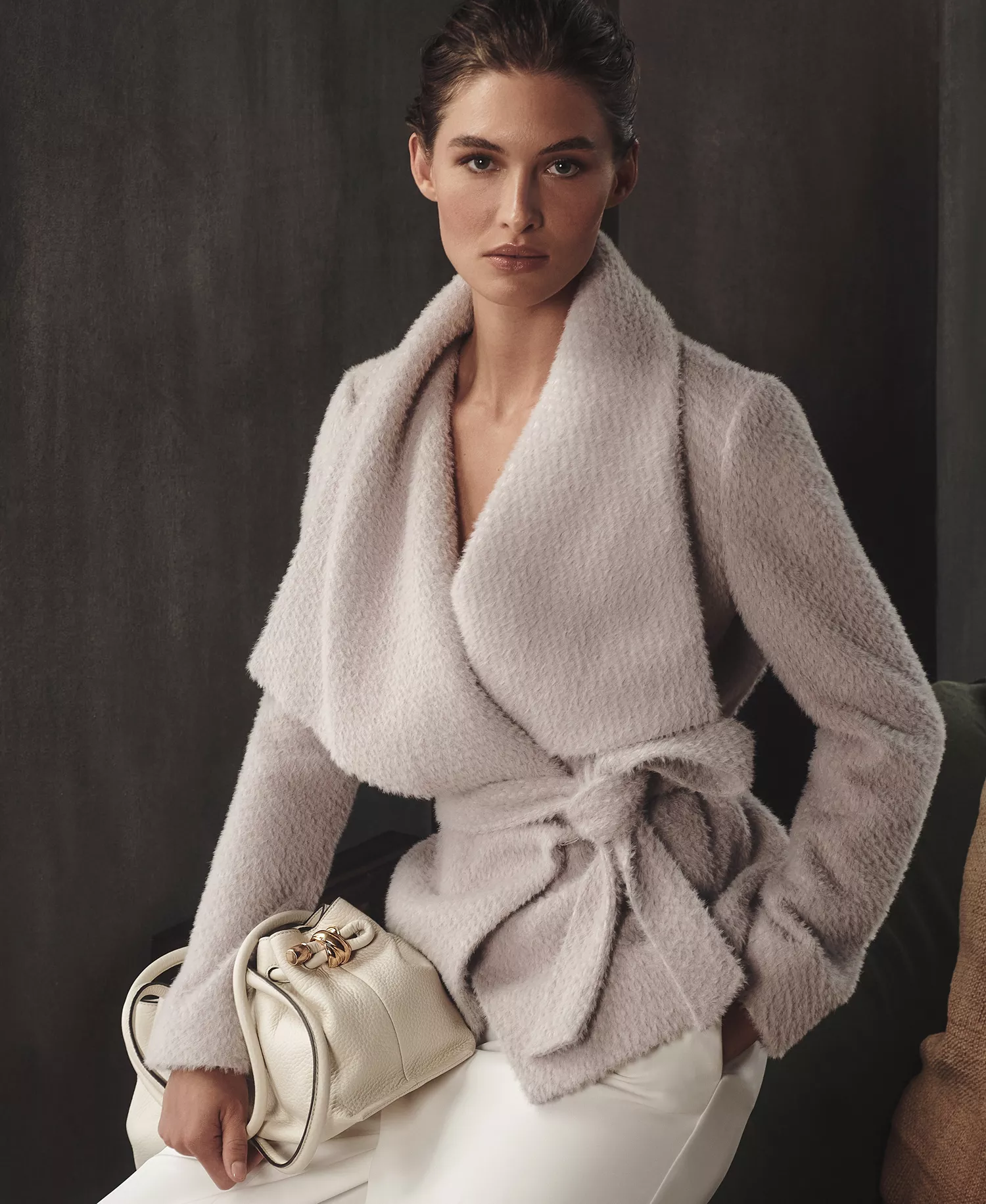 Women's Snap Closure Wrap Coat - Vapor - L