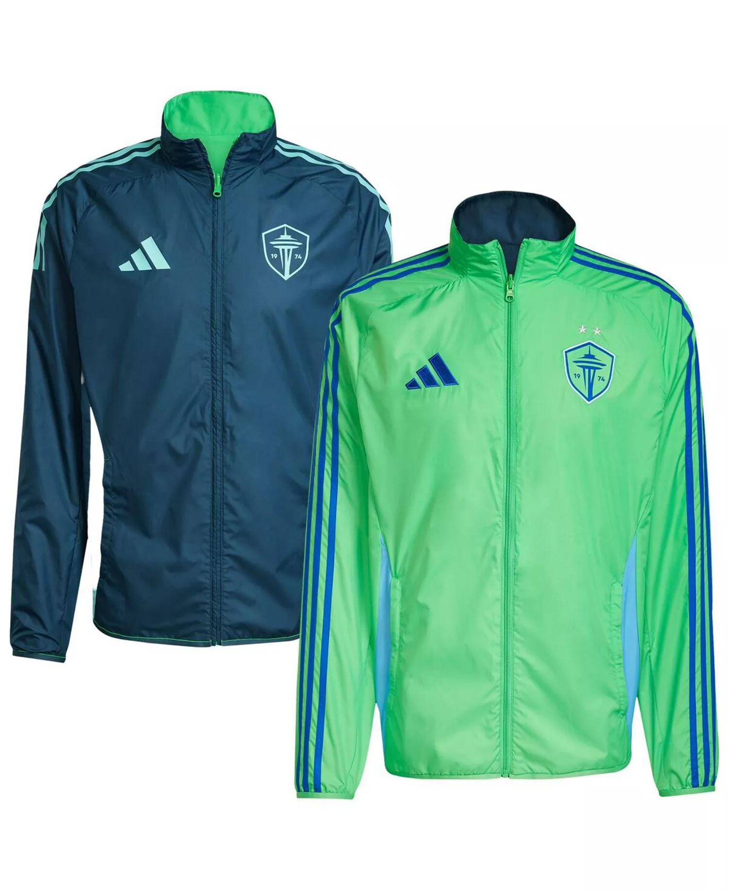 Men's Rave Green/Blue Seattle Sounders FC 2025 Anthem Reversible Full-Zip Jacket - Green, Blue - 2XL