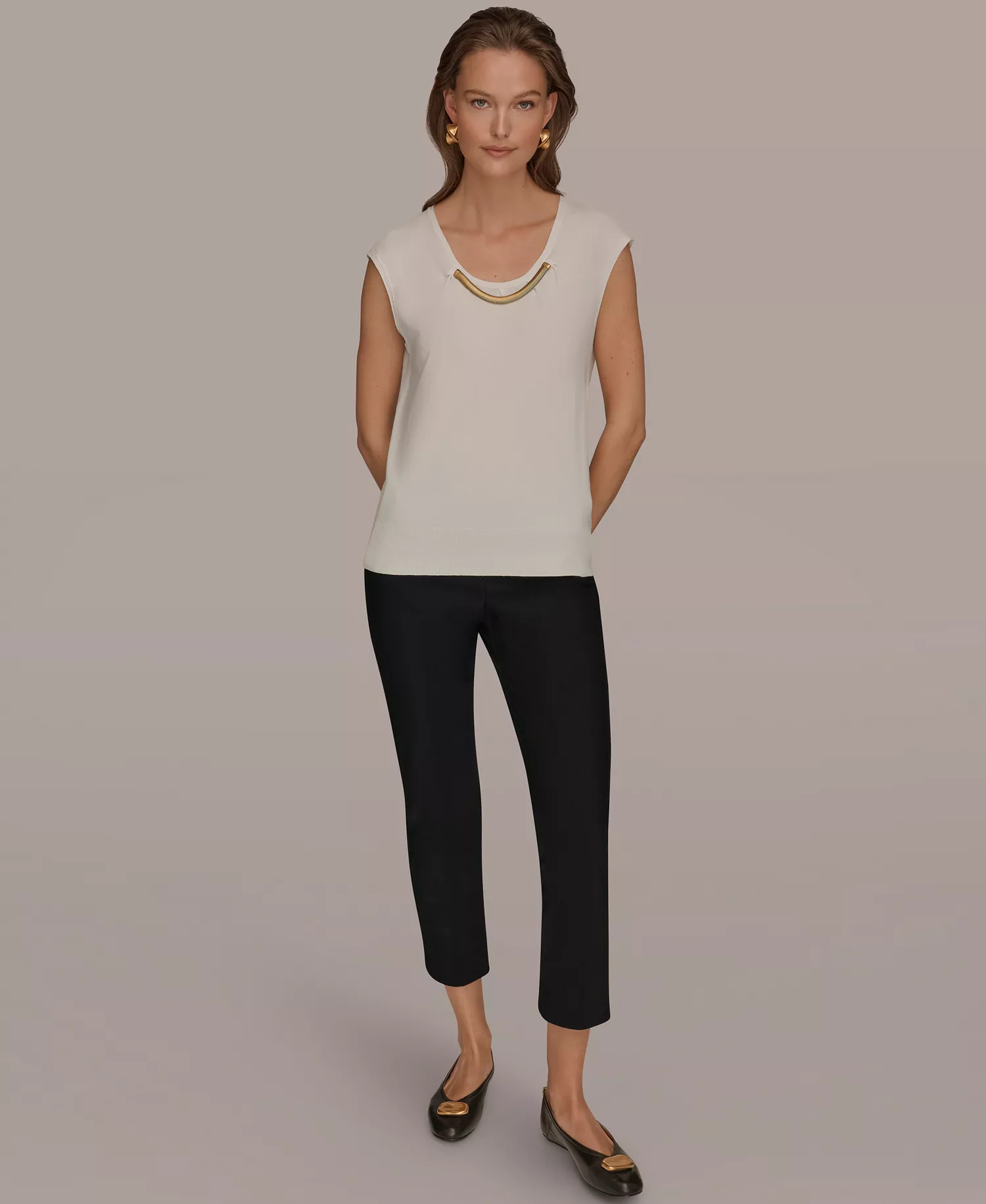 Women's Scoop Neck Top - Cream - L
