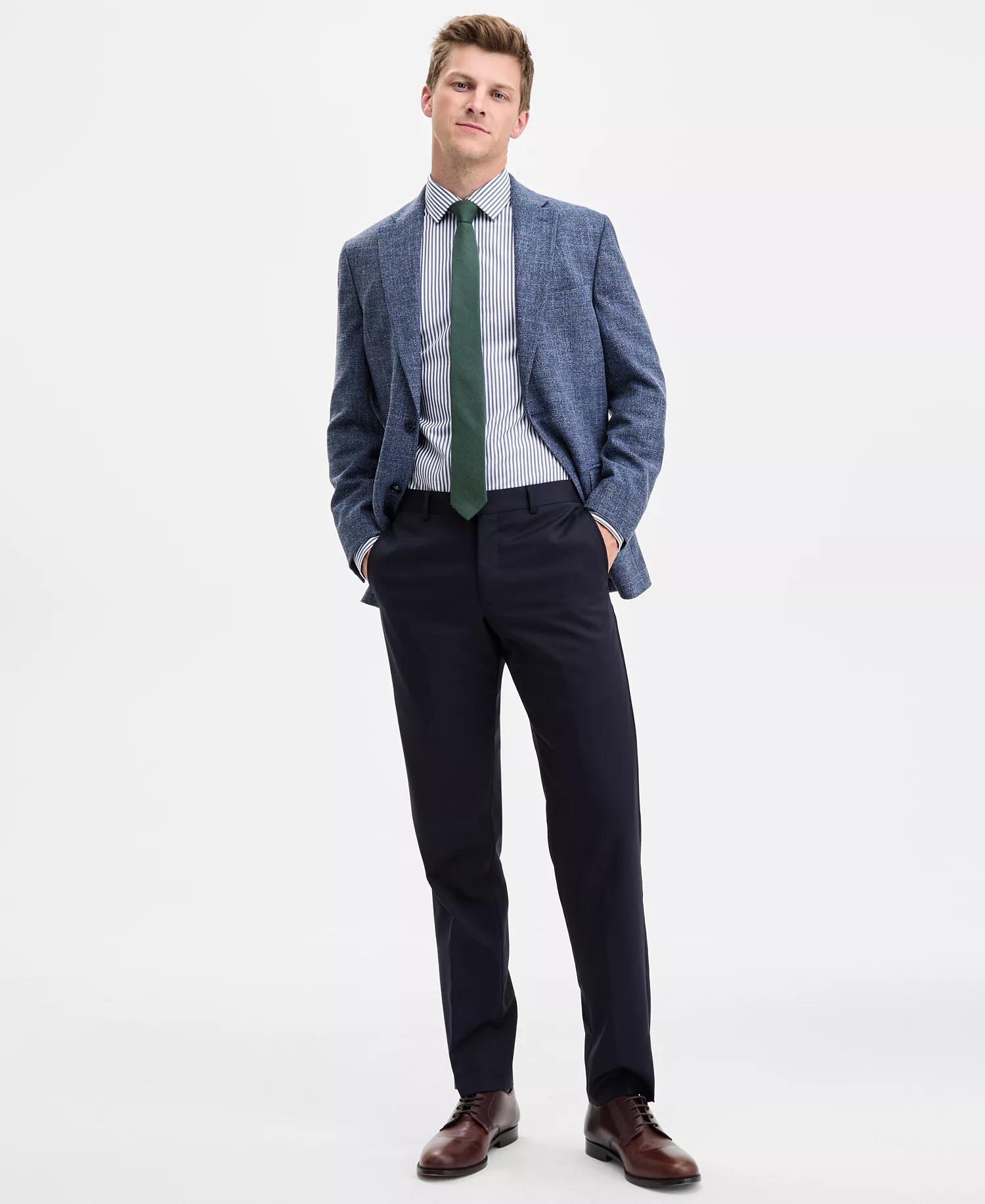 Men's Modern-Fit Textured Blue Sport Coat - Blue - 36R