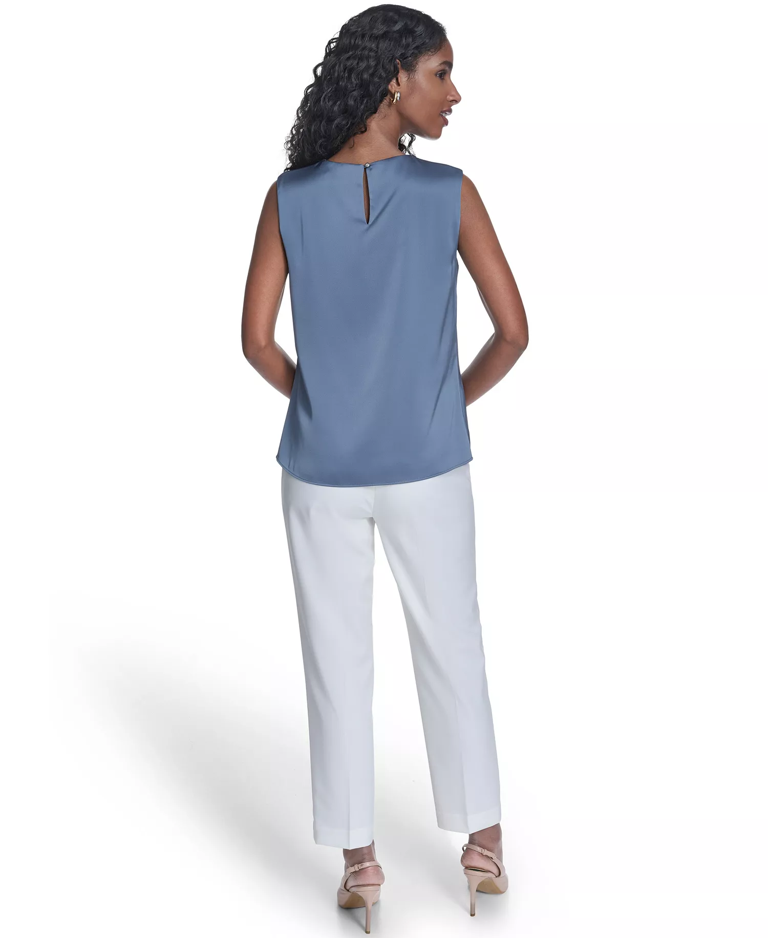 Women's Solid Sleeveless Crewneck Top - Flint - L