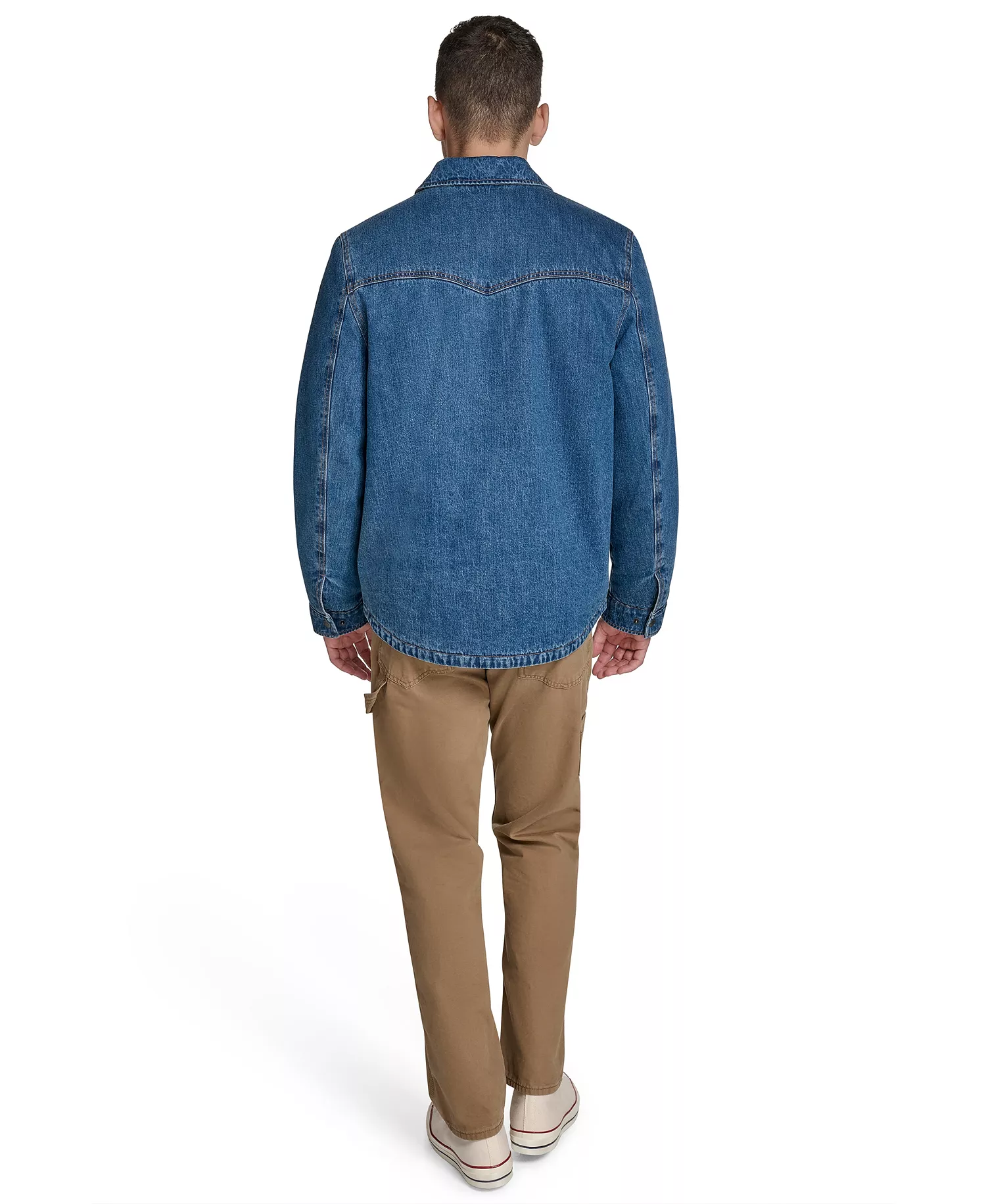 Men's Denim Filled Shacket - Medium Wash Denim - 2XL