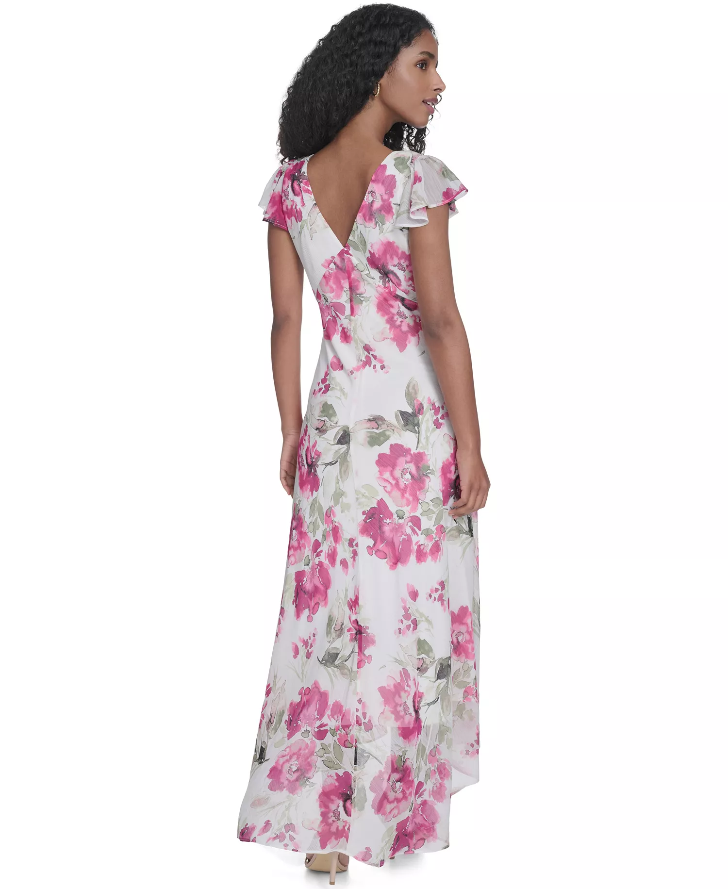 Women's V-Neck Maxi Dress - Rose Multi - 10
