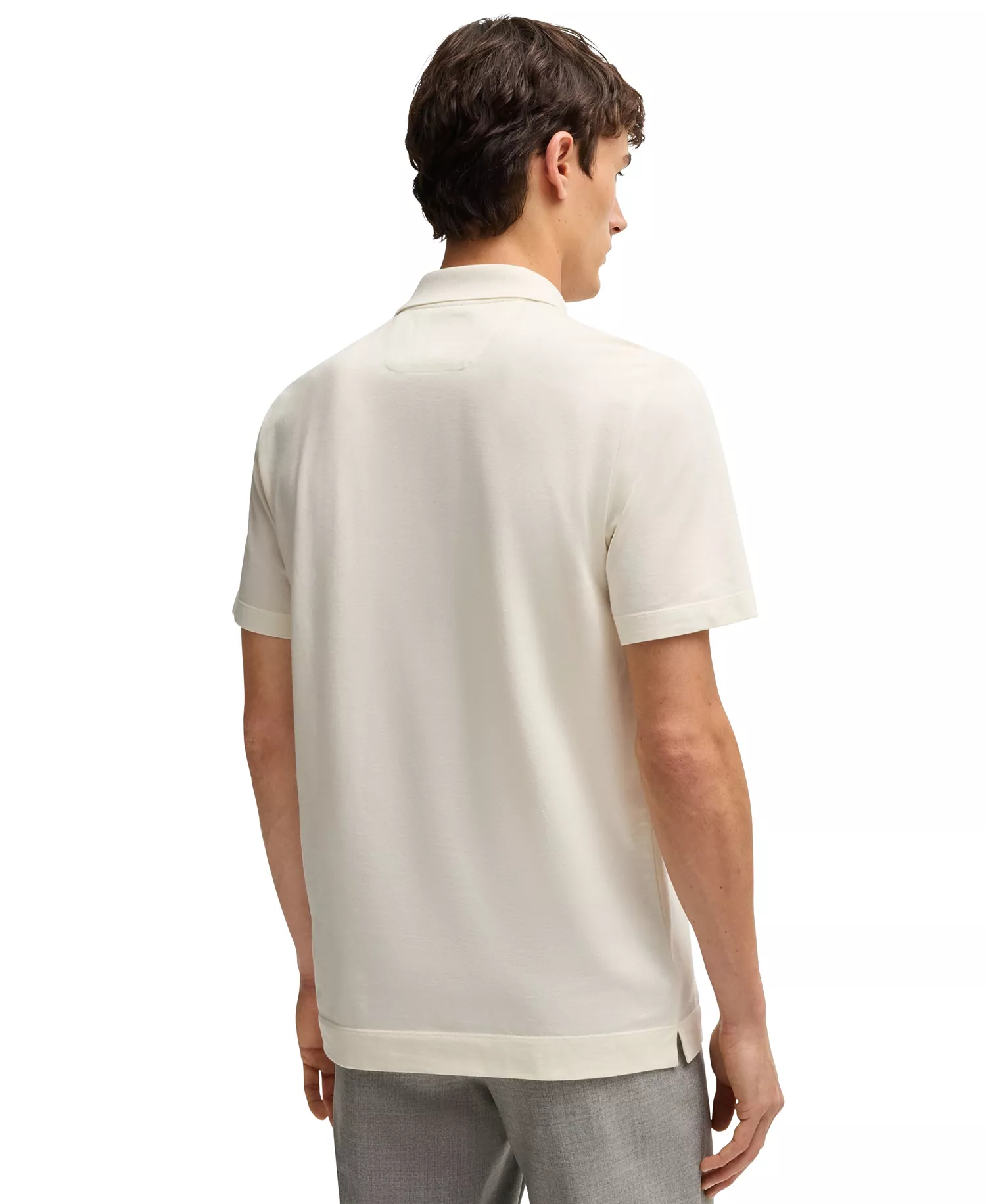 Men's Two-Tone Cotton-Silk Regular-Fit Polo Shirt - Open White - 2XL