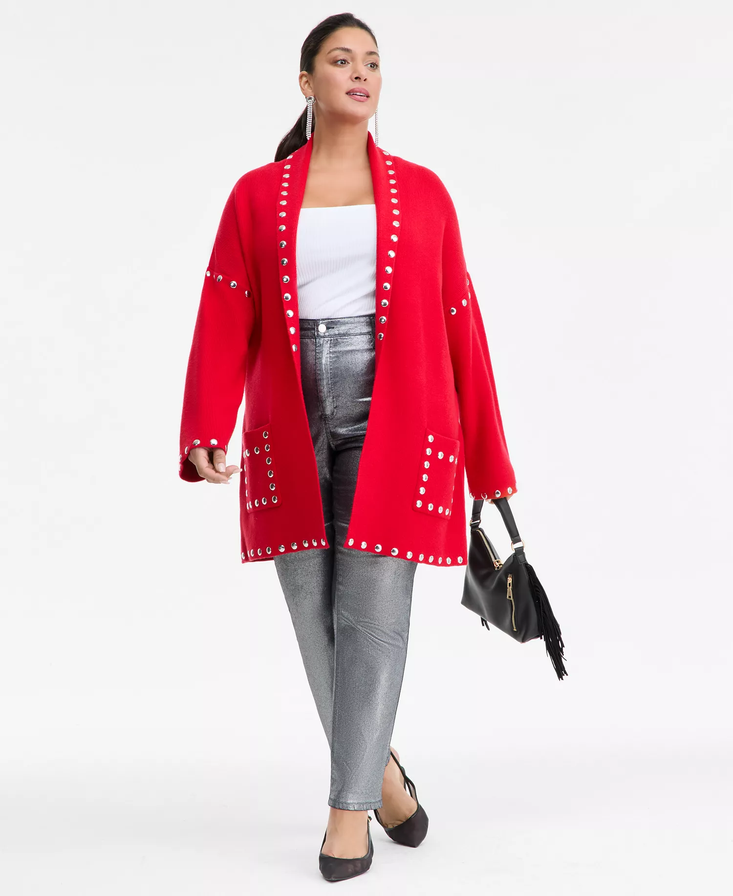 Plus Size Metallic Straight-Leg Jeans, Created for Macy's - Silver - 28W