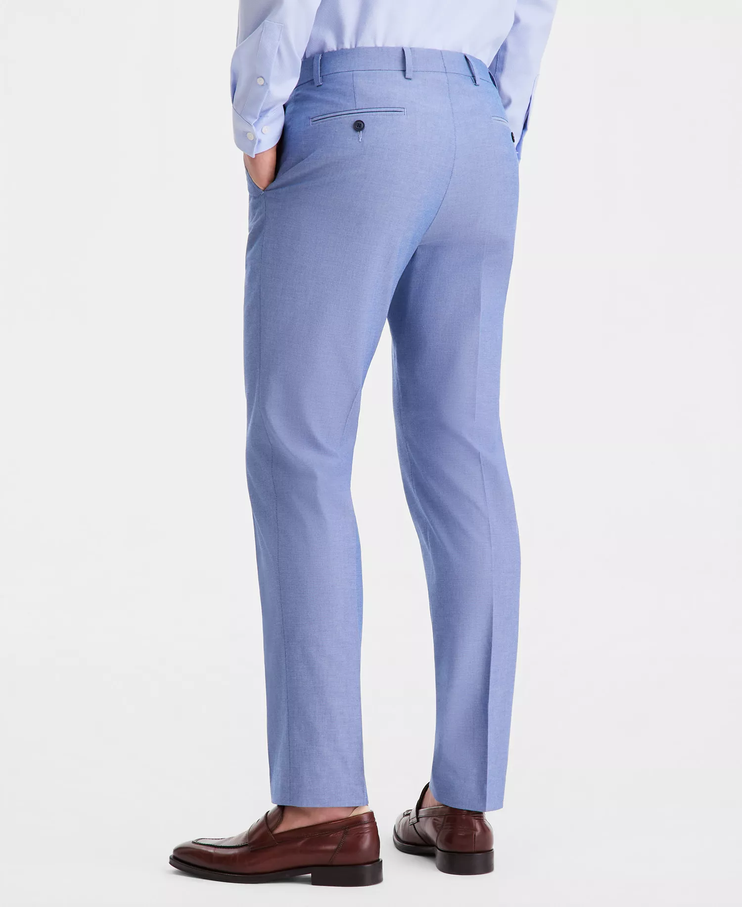 Men's Modern-Fit TH Flex Stretch Chambray Suit Separate Pants - Blue - 29 - 30