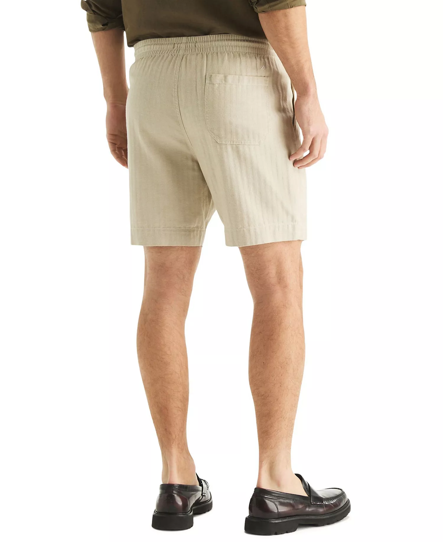 Men's Regular-Fit 7" Cotton Herringbone Shorts - Beige - L