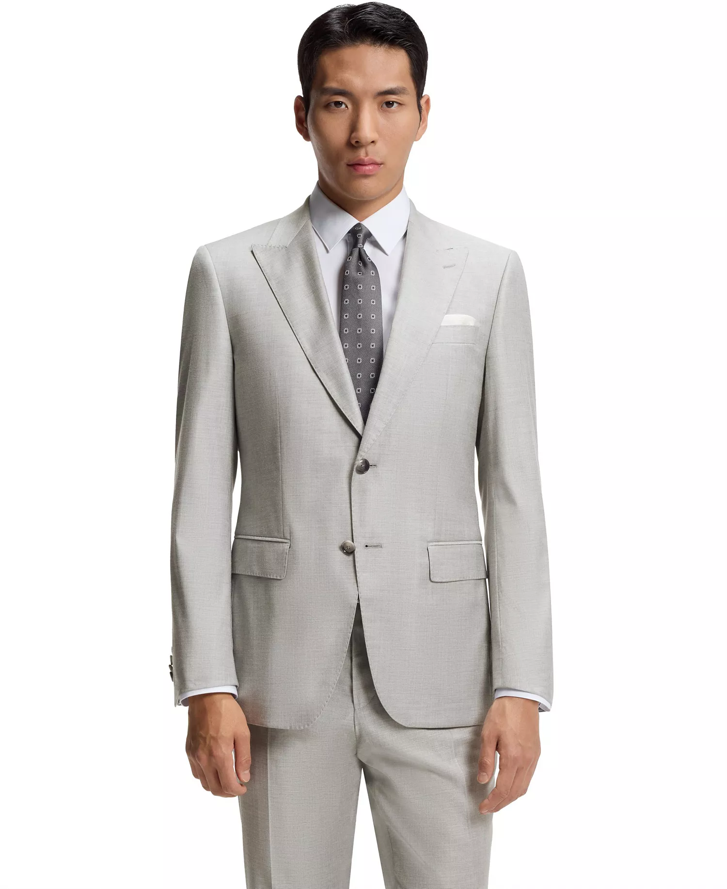 Men's Two-Piece Wool Blend Slim-Fit Suit - Silver - 36R