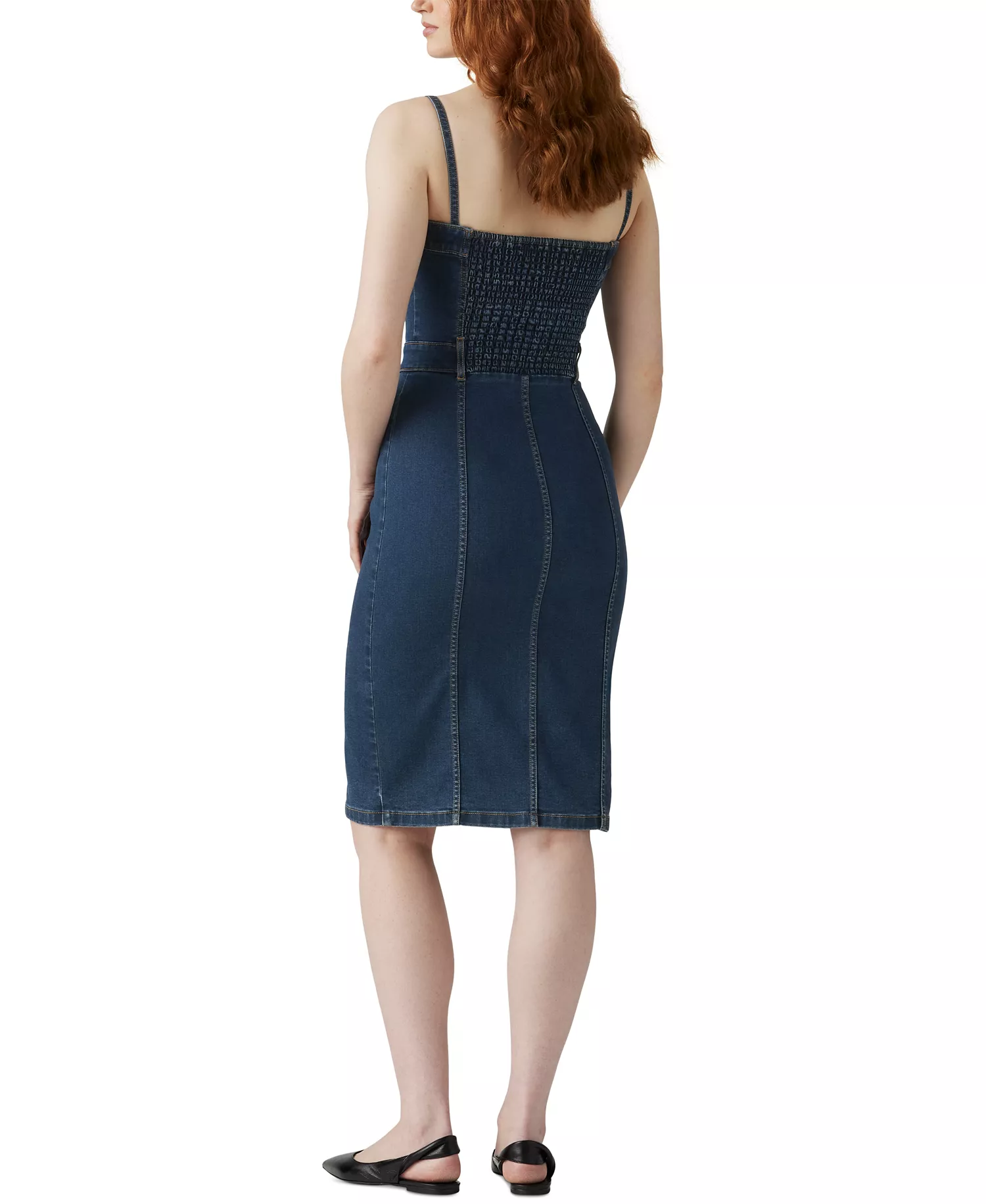 Women's Denim Bustier Button-Front Dress - Upper East Side - L