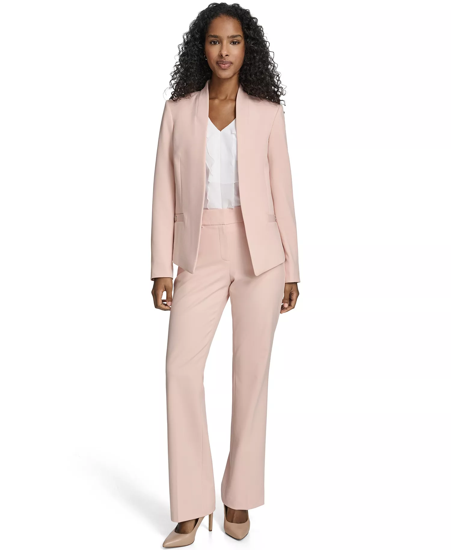 Women's Collarless Open-Front Blazer - Evening Sand - 0