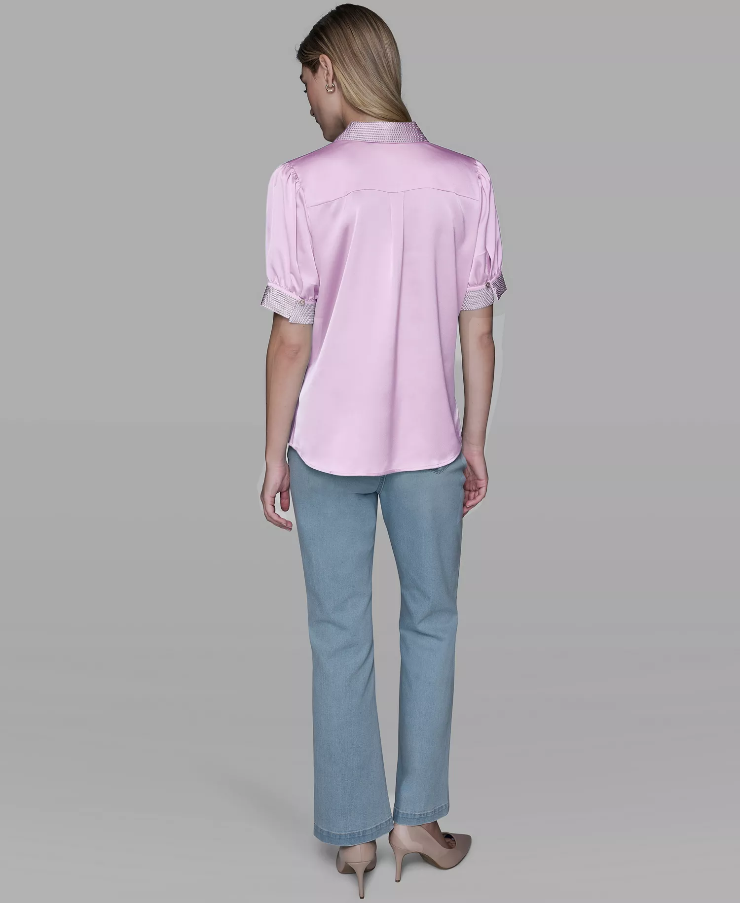 Women's Beaded Short-Sleeve Top - Ballet Slipper - L