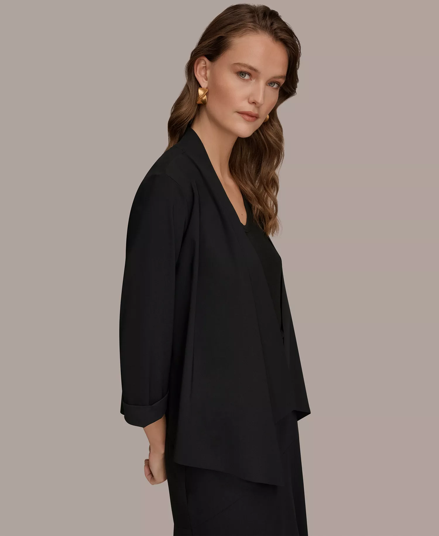 Women's Open-Front Cardigan - Black - L