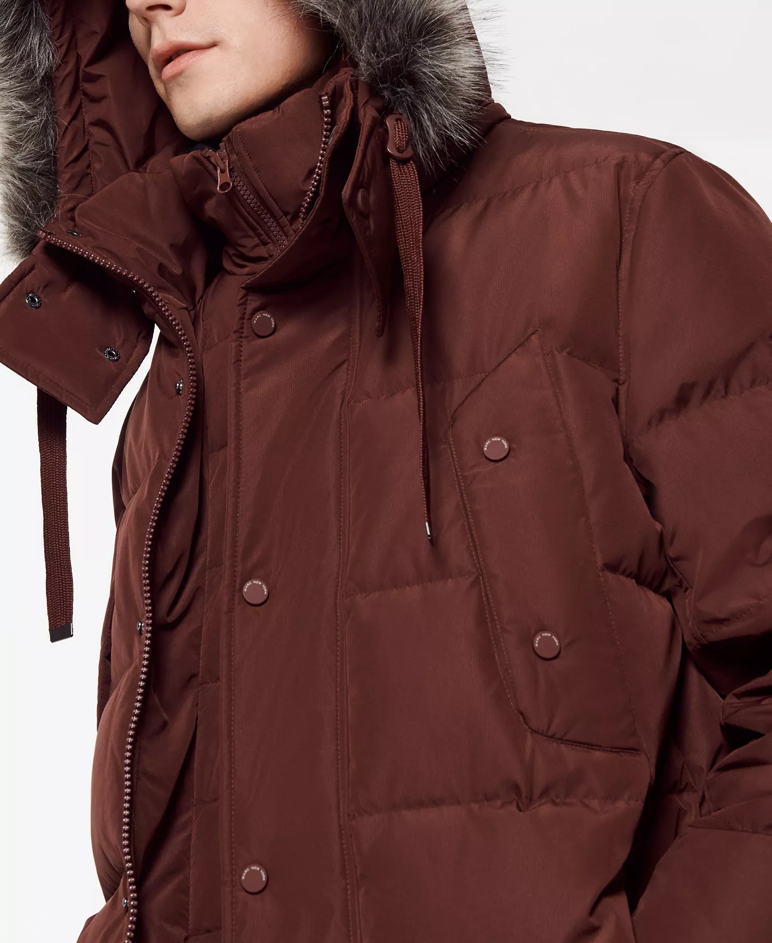 Men's Gattaca Down Parka Coat - Burgundy - M