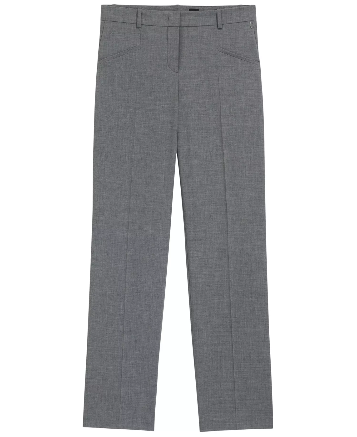 Women's Mélange Virgin Wool Relaxed-Fit Pants - Dark Gray - 2