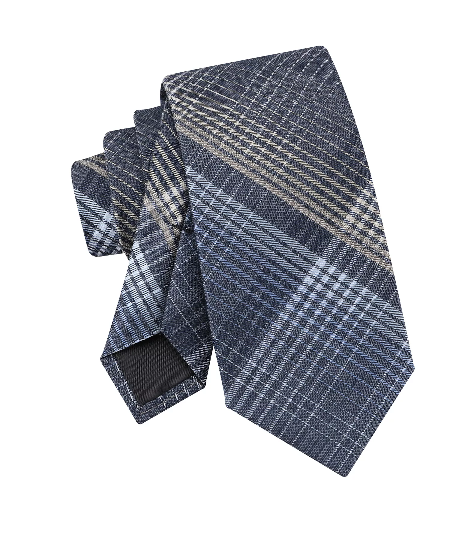 Men's Kevin Plaid Tie - Navy - ONE SIZE