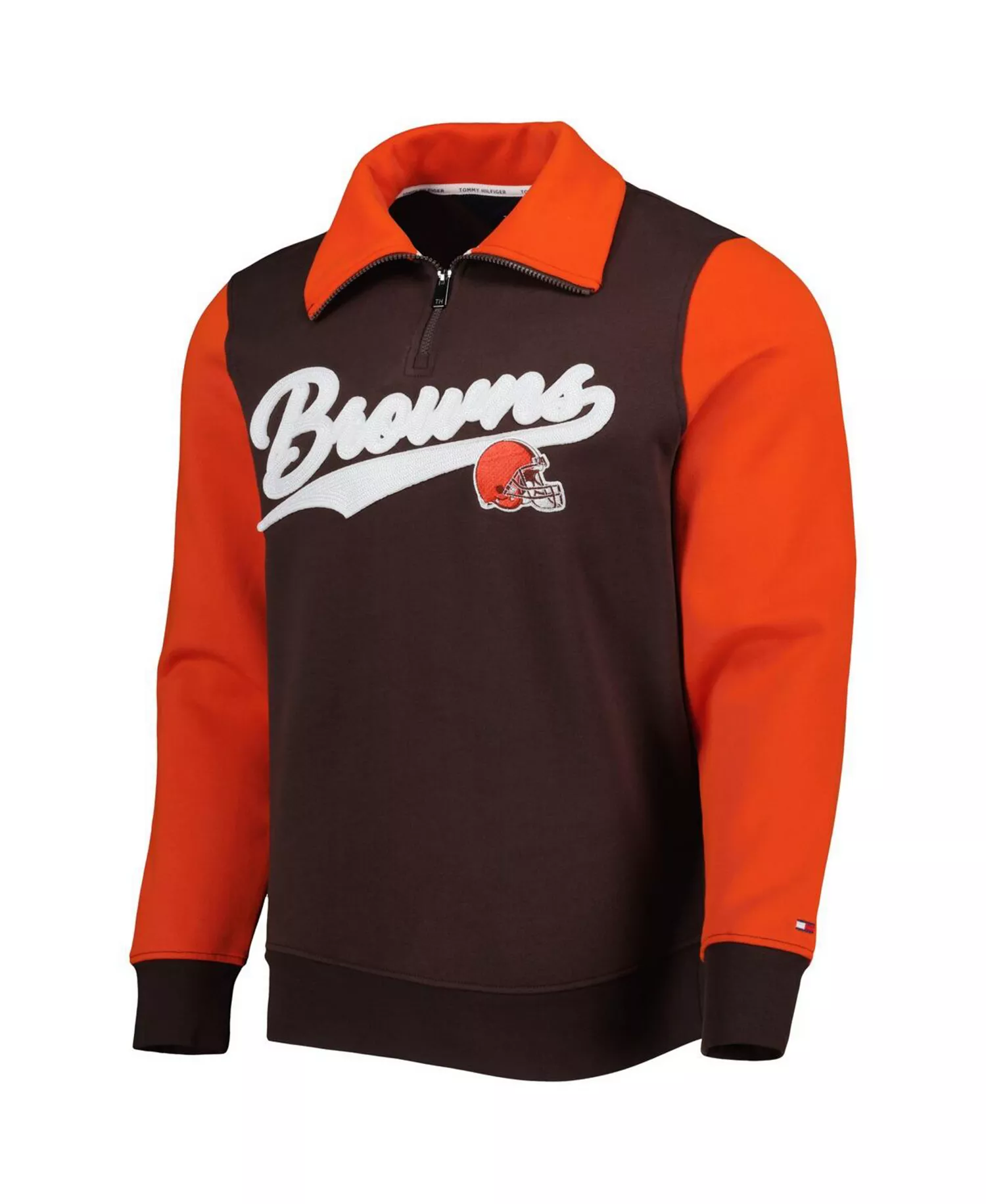 Men's Brown, Orange Cleveland Browns Aiden Quarter-Zip Top - Brown, Orange - L
