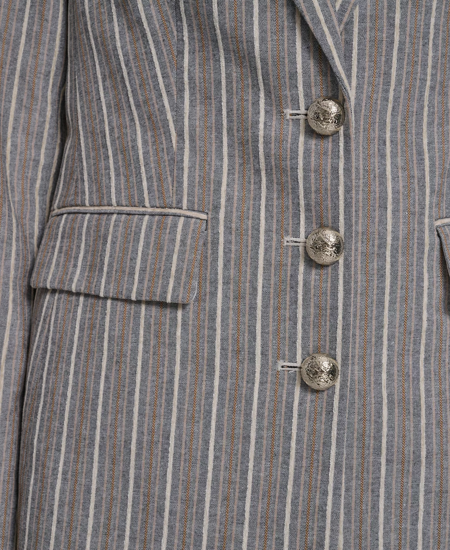 Women's Collared Multi Stripe Jacket - Bisque Multi - 0