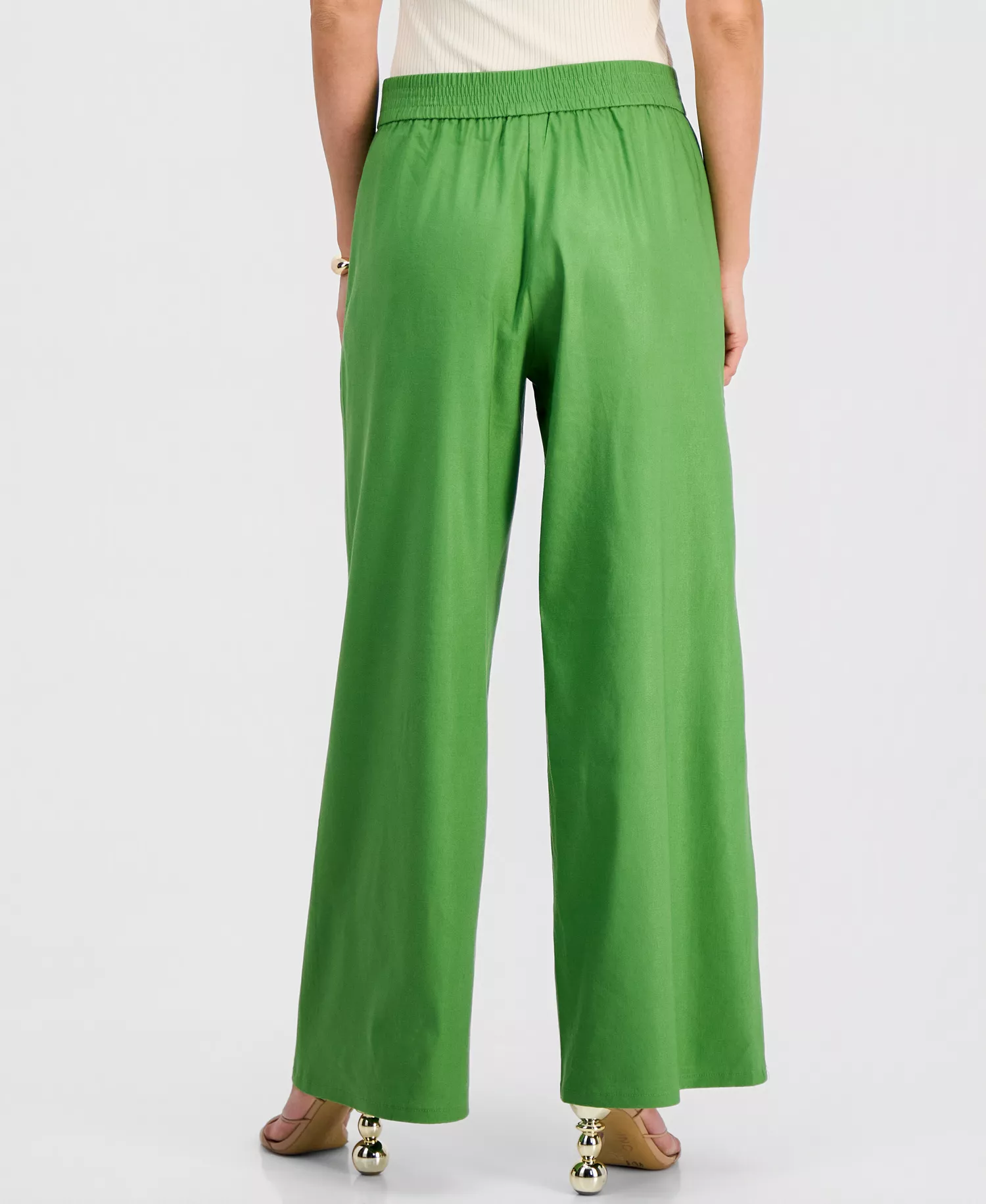 Petite High-Rise Pull-On Wide-Leg Pants, Created for Macy's - Fresh Basil - P/L