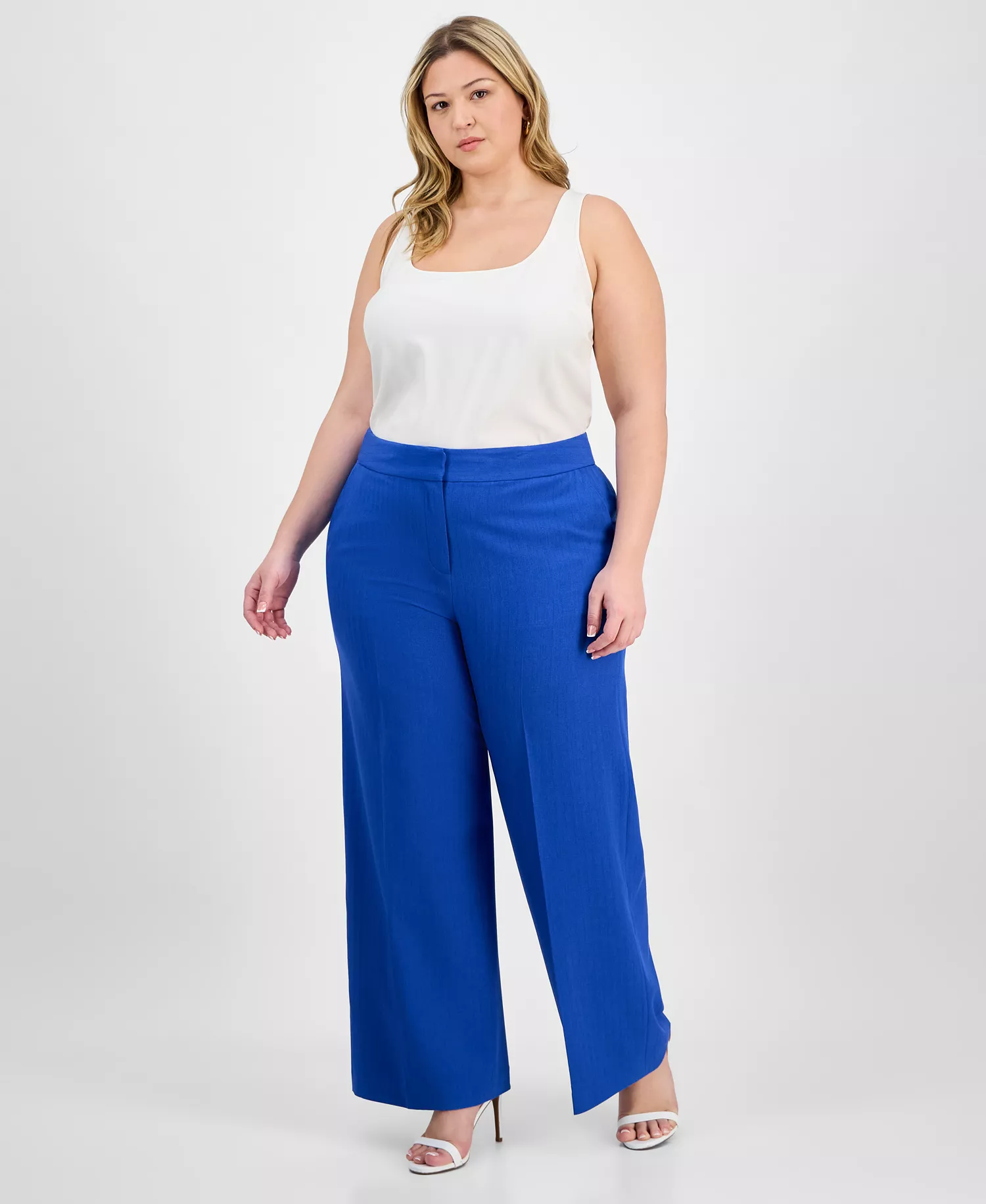 Plus Size Wide-Leg Pants  - New Royal - 14W