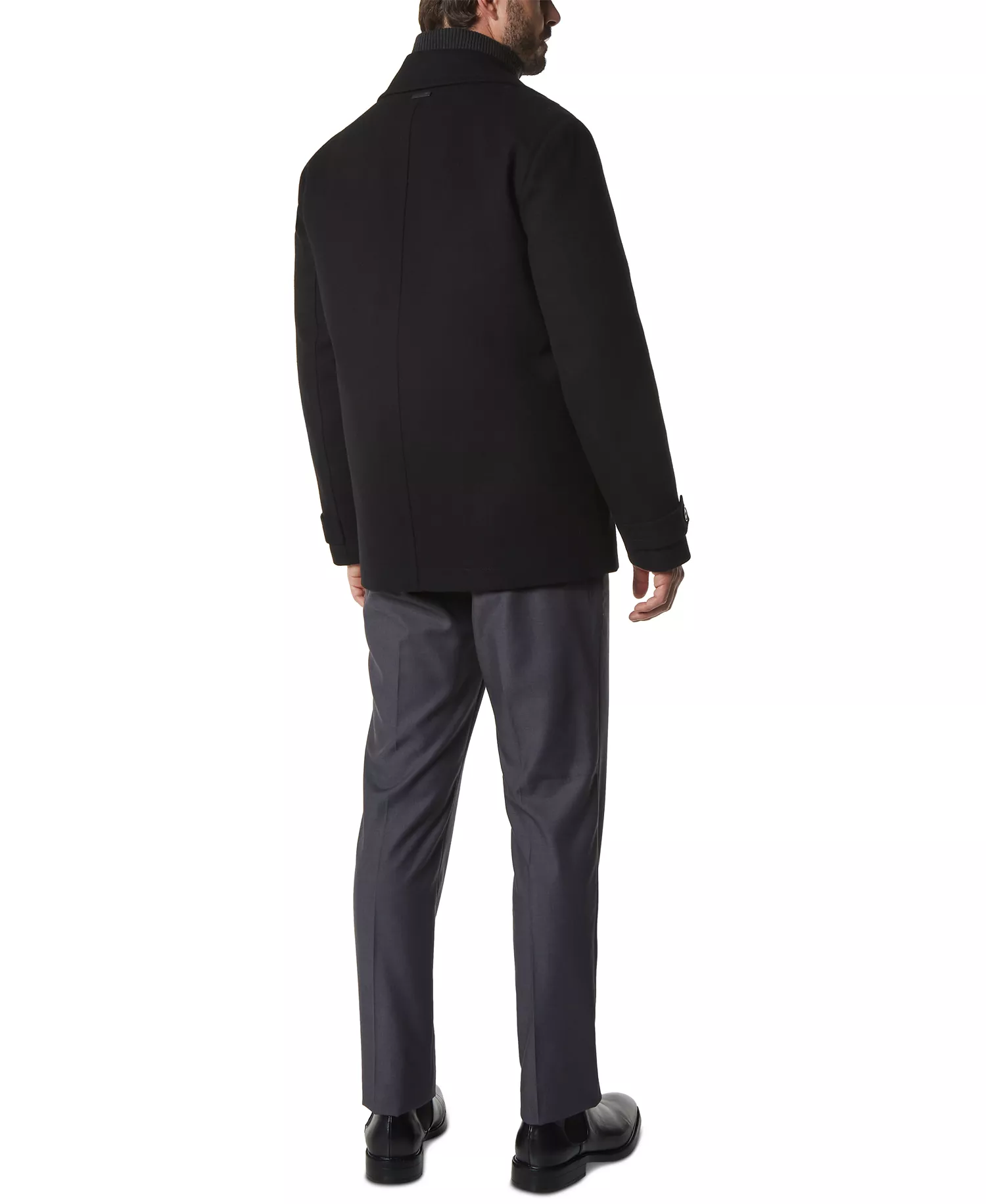 Men's Danton Peacoat with Inset Bib - Black - M