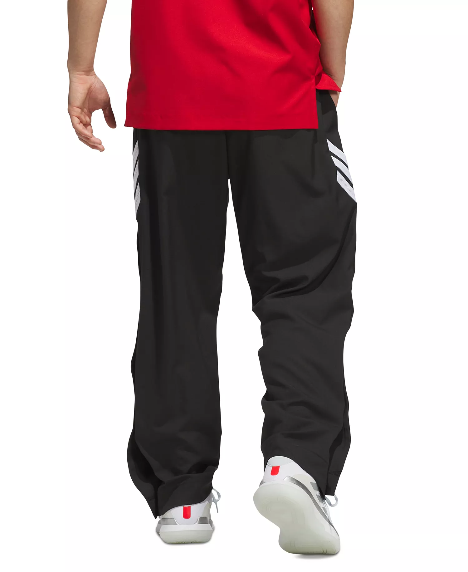 Men's Three-Stripe Woven Snap Pants - Black - L