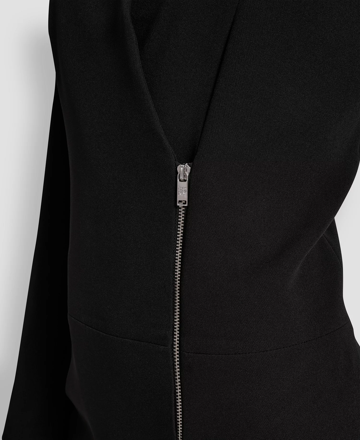 Women's Long-Sleeve Zipper Front A-Line Dress - Black - 0P