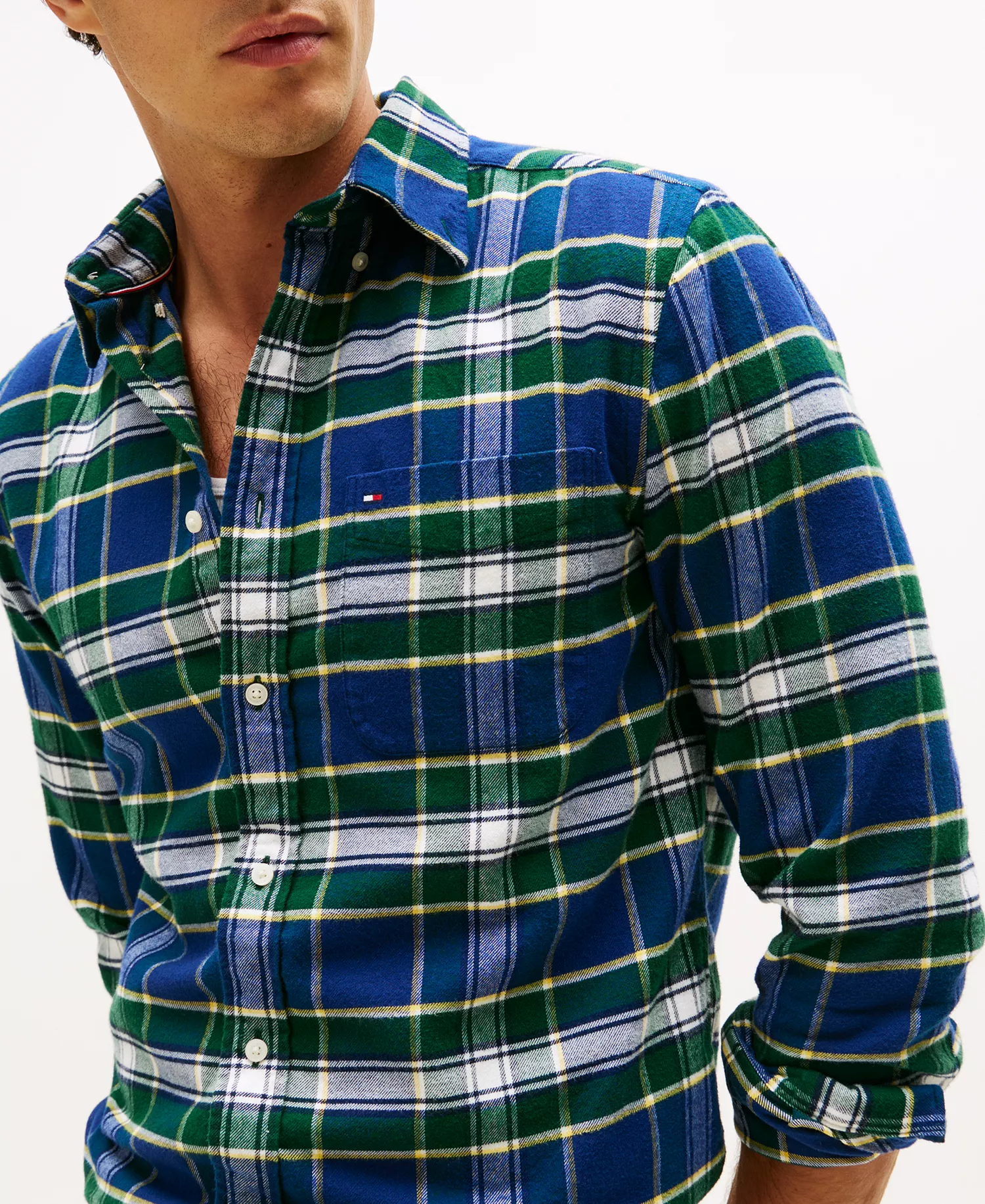Men's Flannel Tartan Check Shirt - Ornamental Green/Check - M