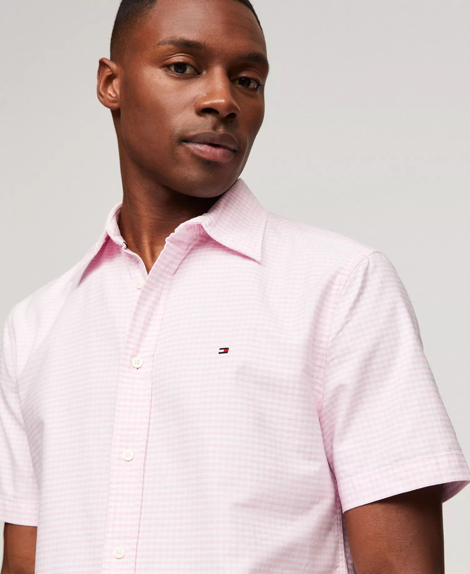 Men's Cotton Heritage Gingham Short-Sleeve Oxford Shirt - Classic Pink / Check - S