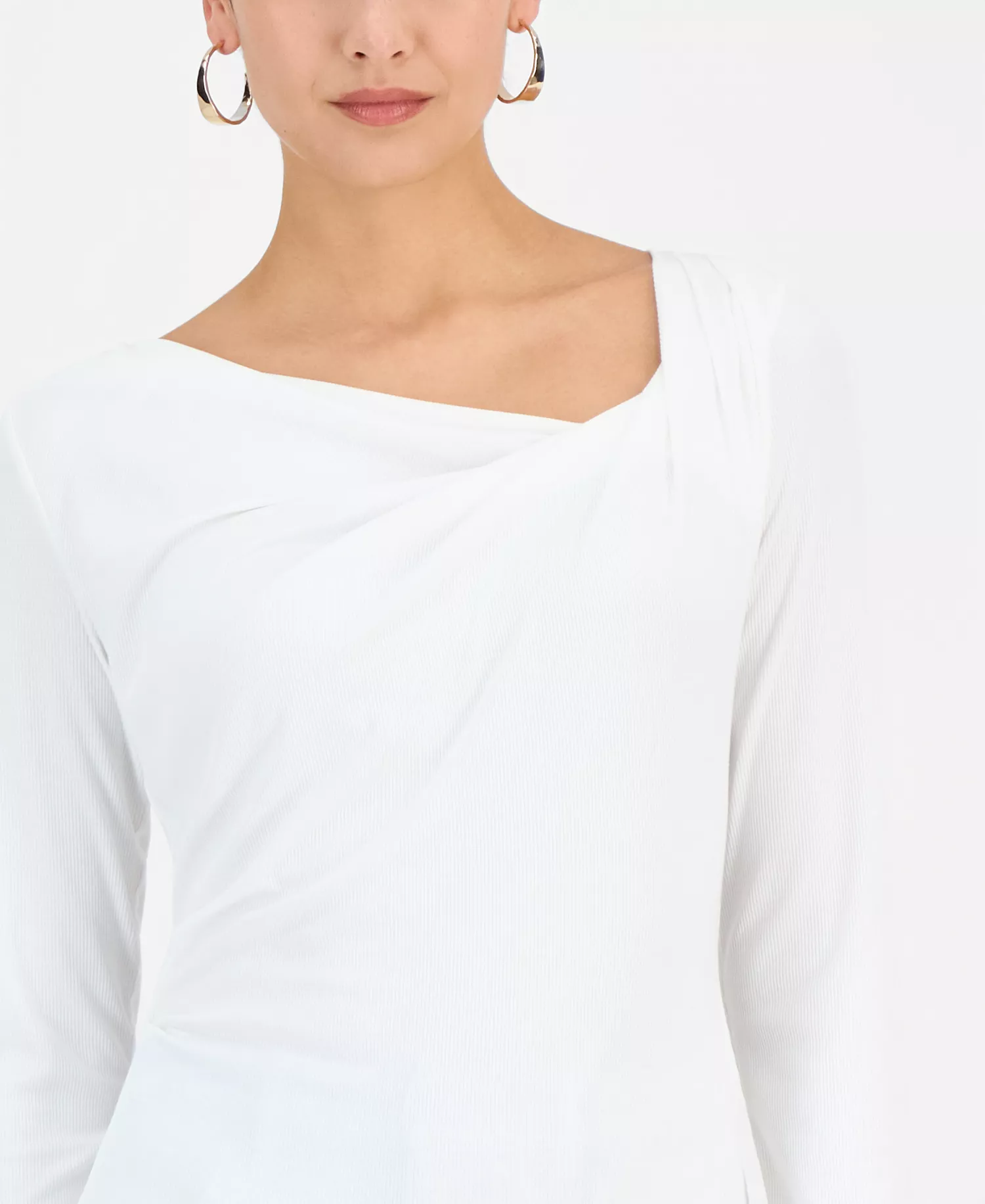 Women's Draped Cowl-Neck Top, Macy's Exclusive - Bright White - L