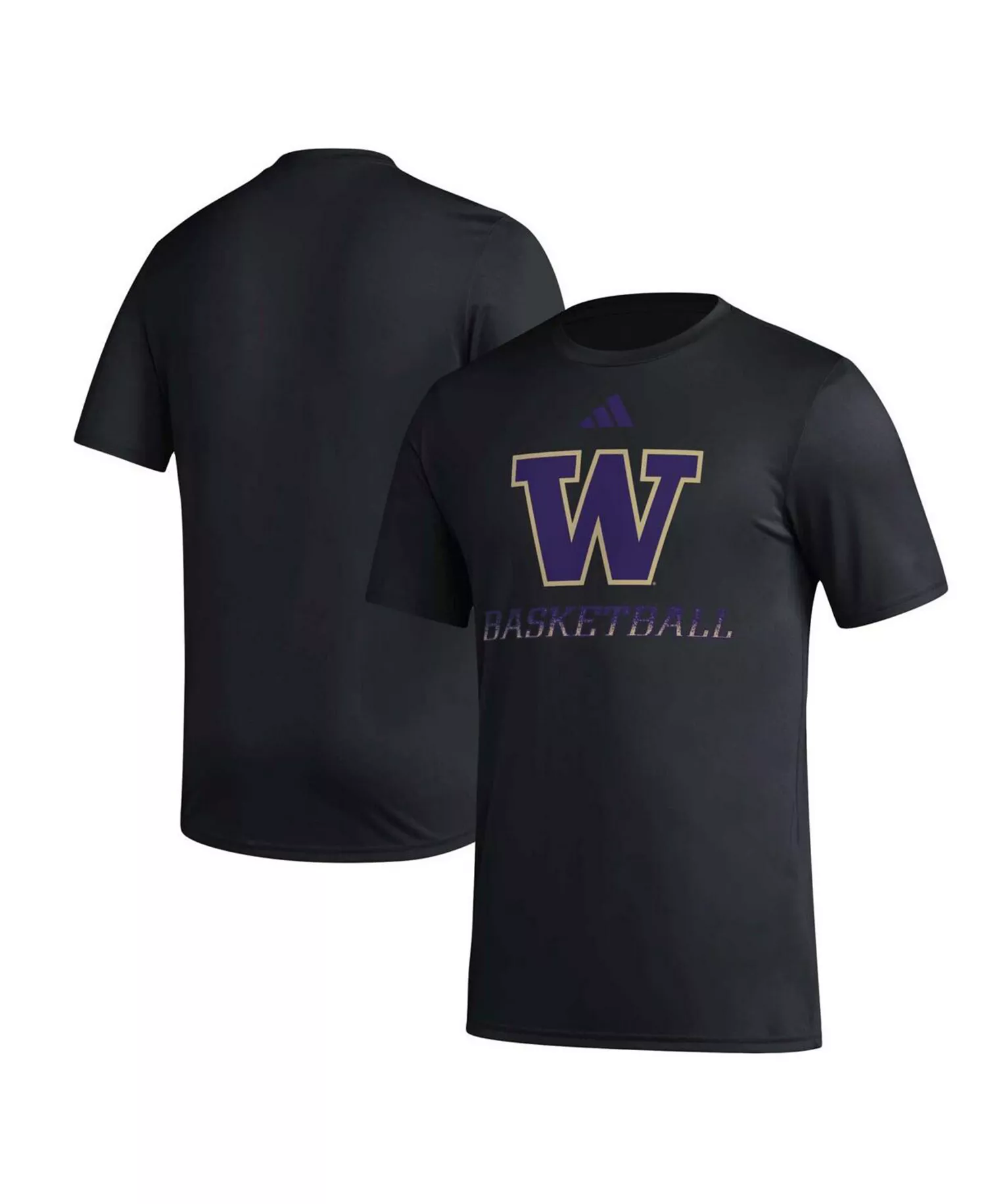 Men's Black Washington Huskies Fadeaway Basketball Pregame AEROREADY T-Shirt - Black - XL